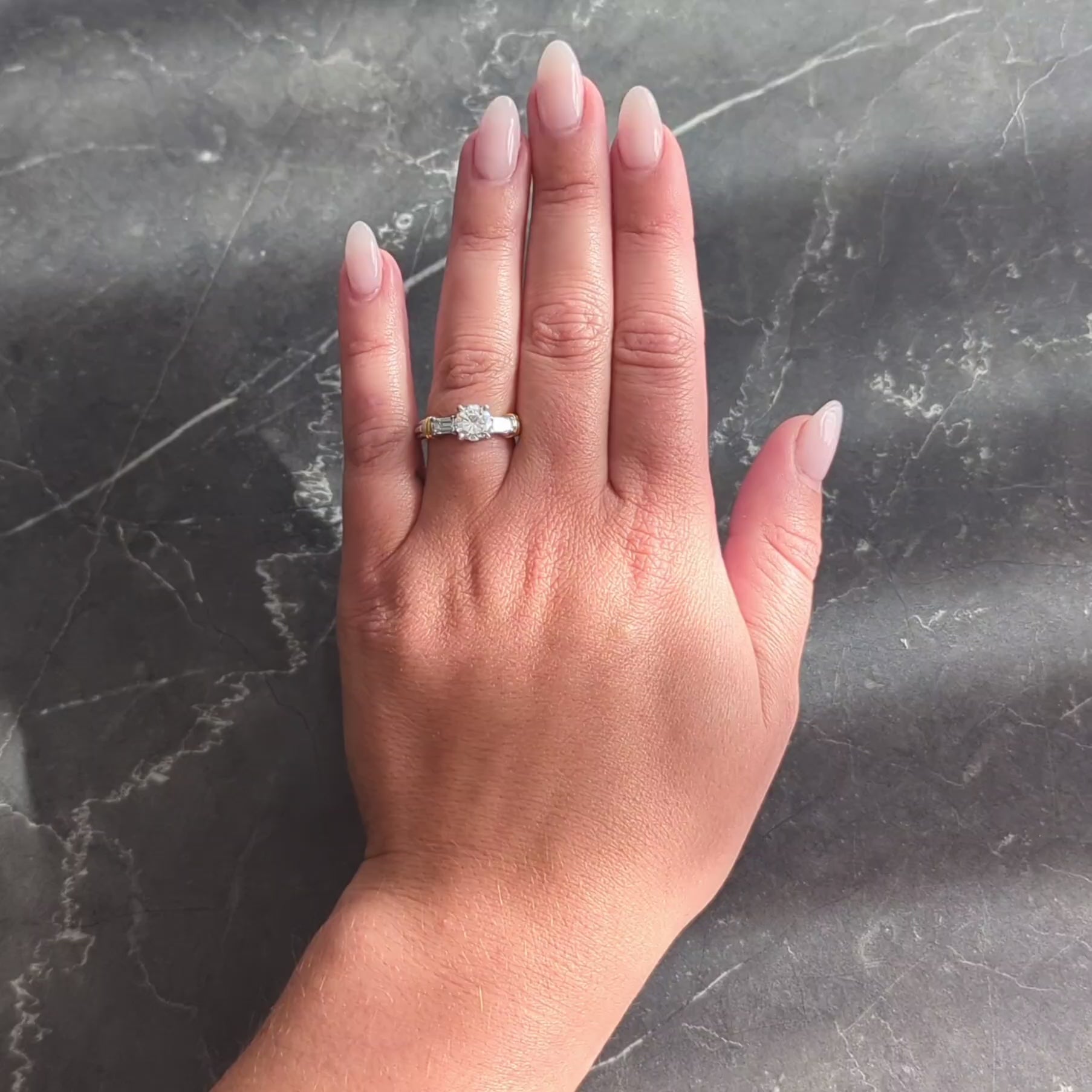 Contemporary 1.58 CTW Diamond Platinum 18 Karat Yellow Gold Engagement Ring