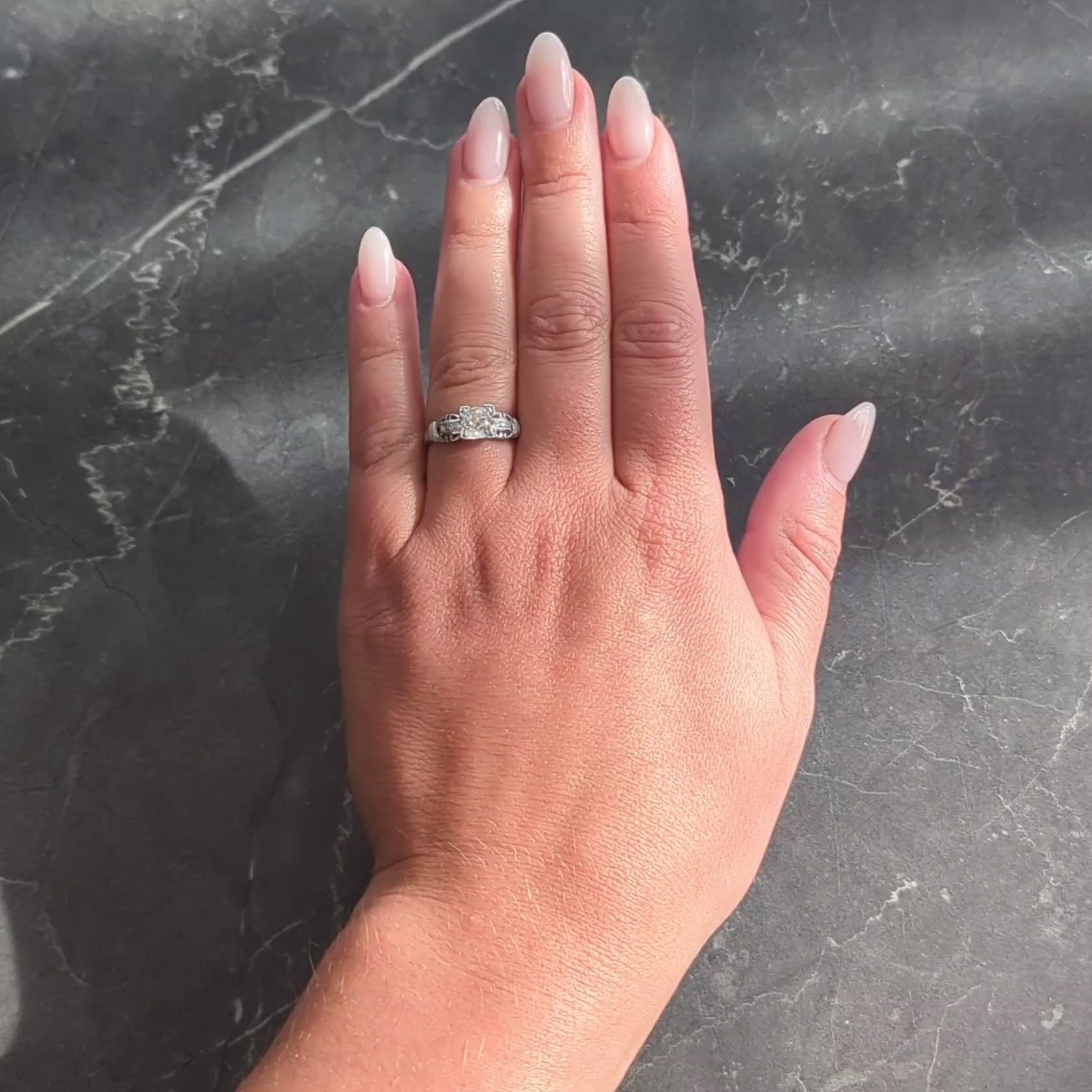 Art Deco 1.16 CTW Diamond Platinum Vintage Buckle Engagement Ring