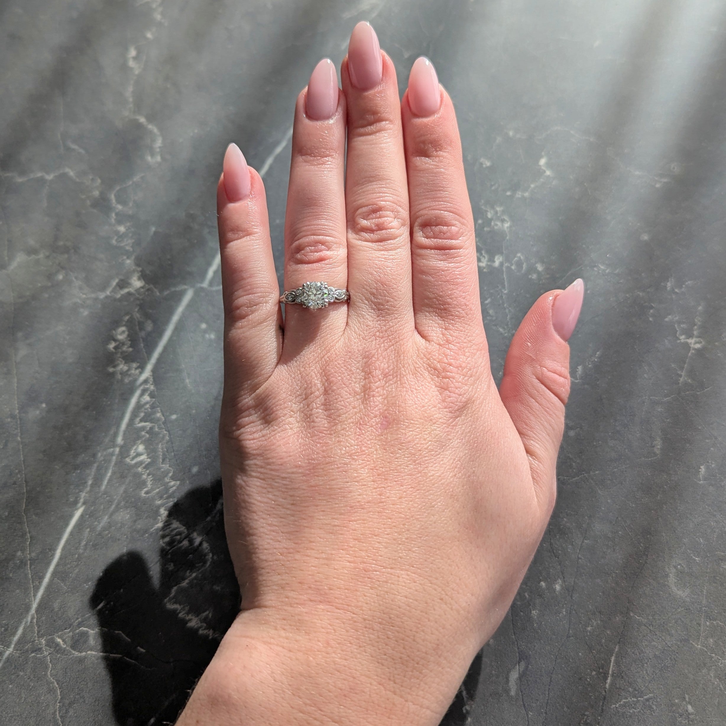 Art Deco 1.41 CTW Old European Cut Diamond Platinum Vintage Engagement Ring