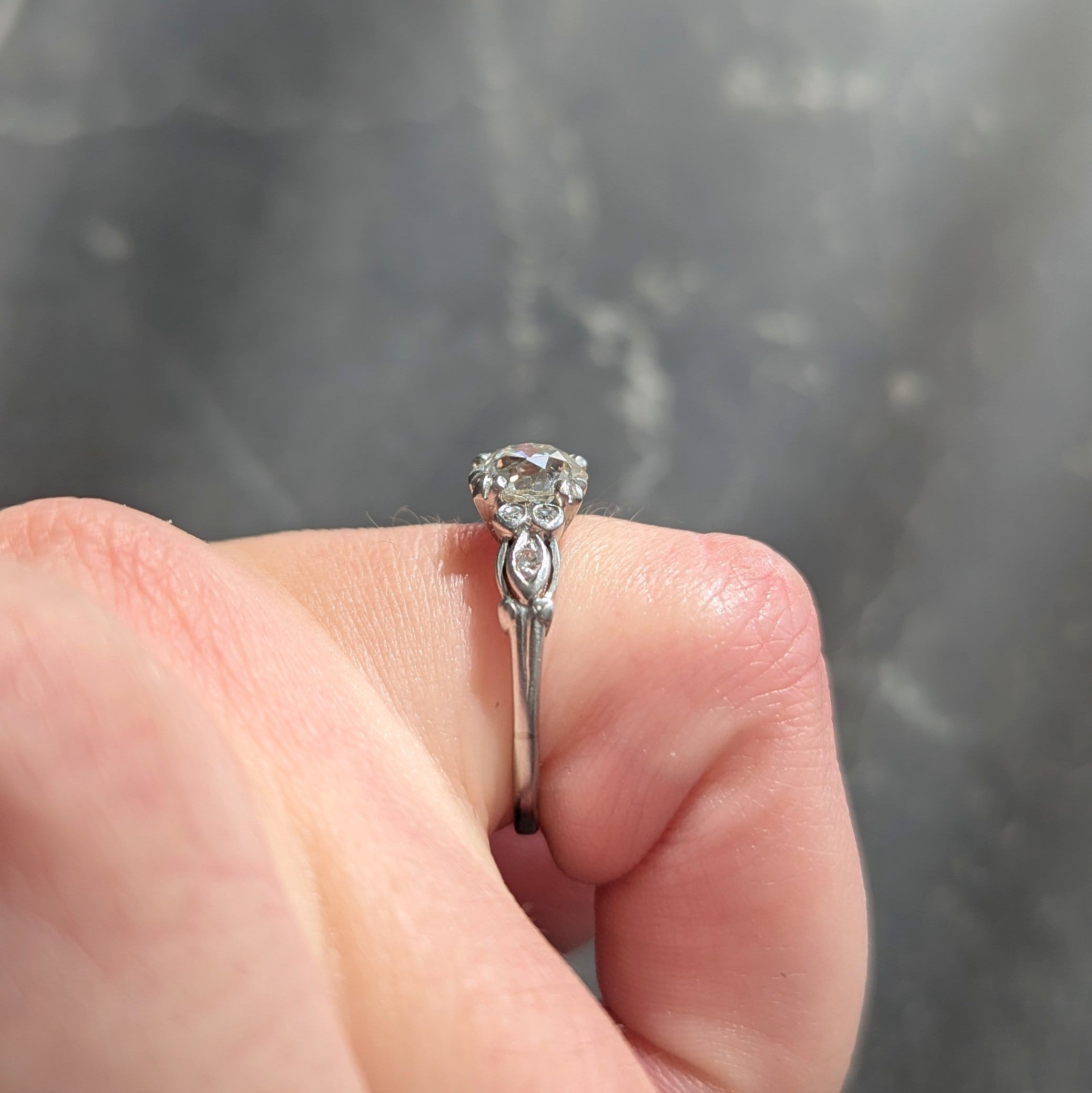 Art Deco 1.41 CTW Old European Cut Diamond Platinum Vintage Engagement Ring