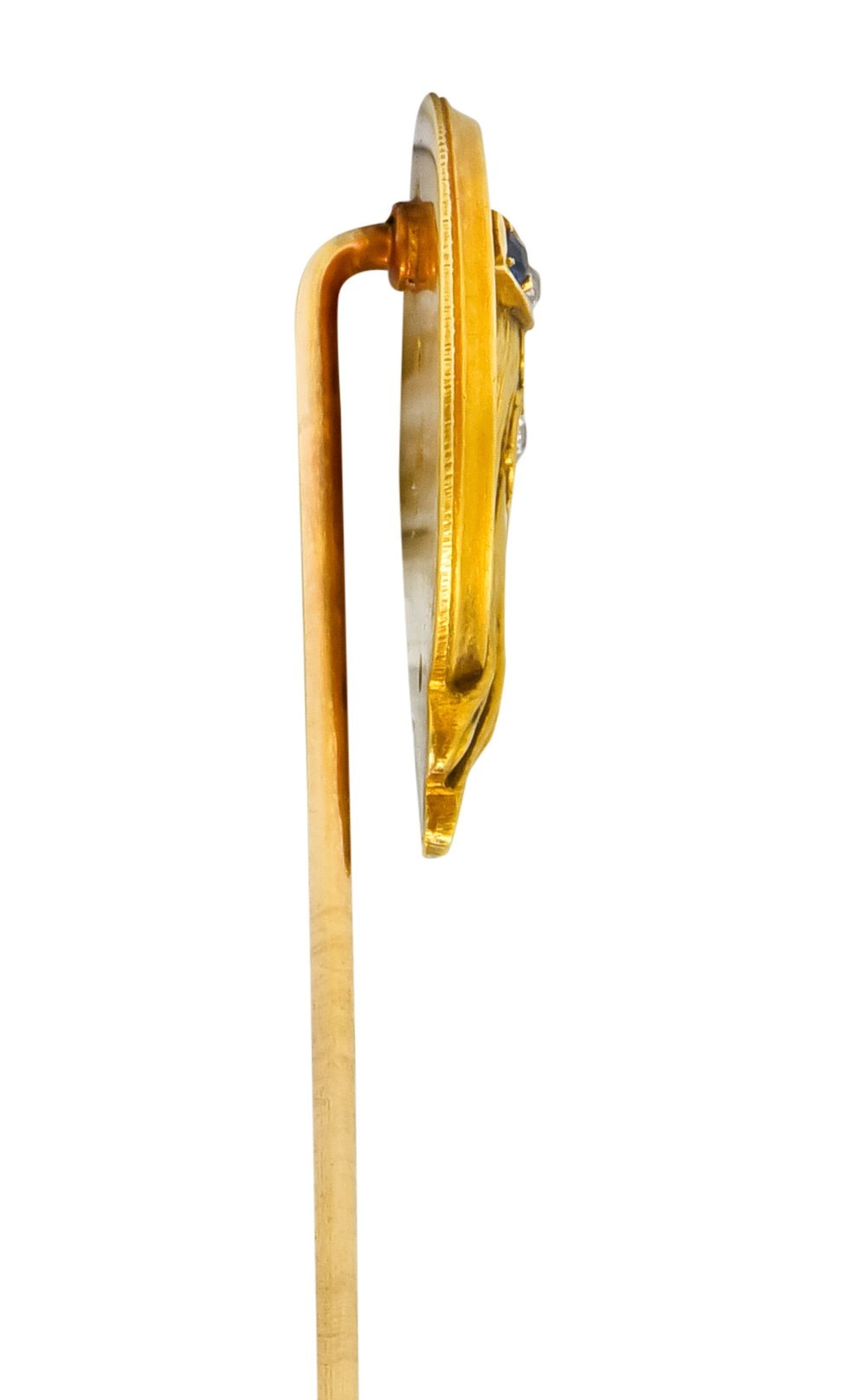 Art Nouveau Enamel Diamond Sapphire 14 Karat Gold Empress Stickpin - Wilson's Estate Jewelry