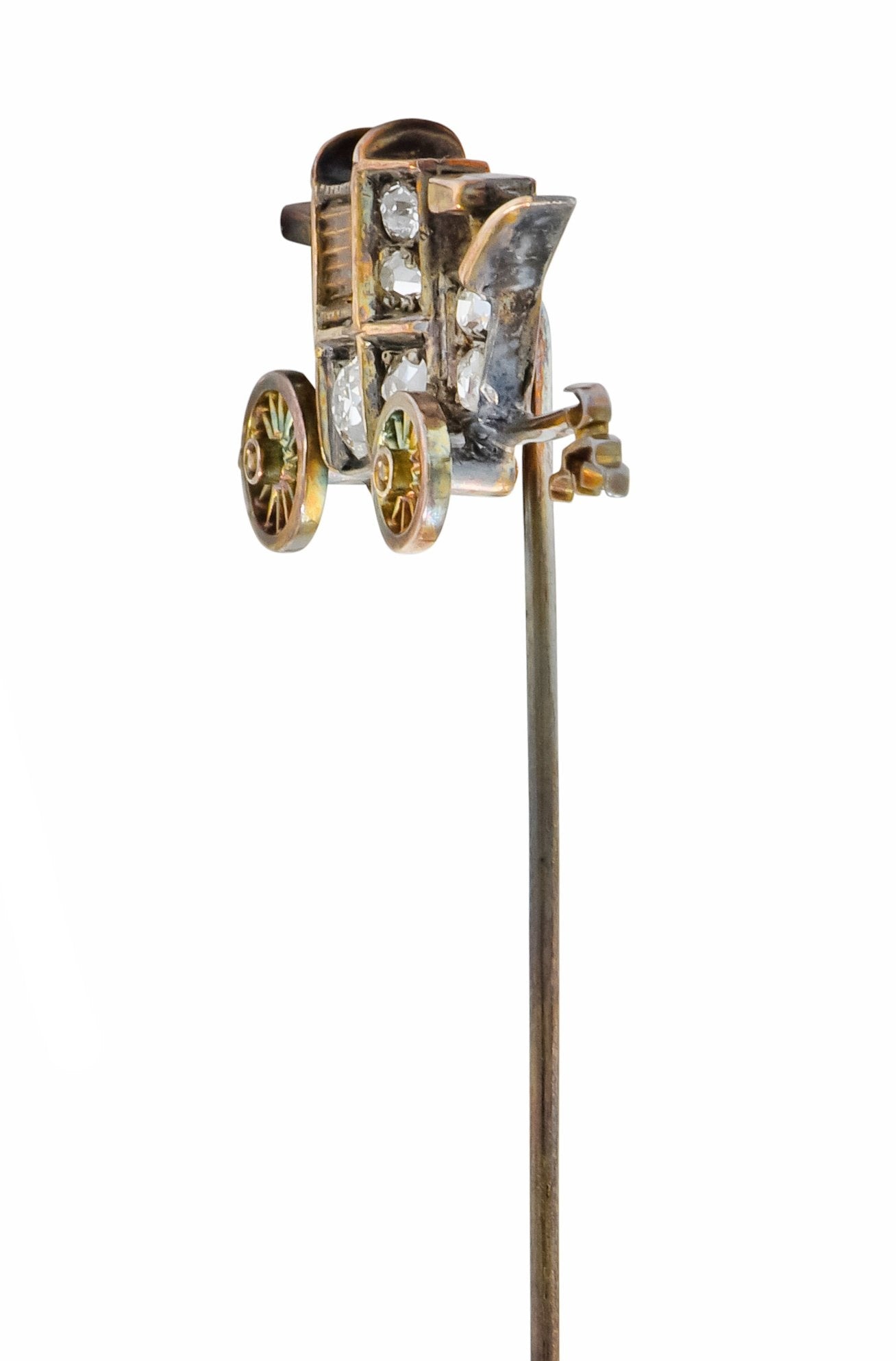Victorian 0.50 CTW Diamond 14 Karat Gold Stagecoach Stickpin - Wilson's Estate Jewelry