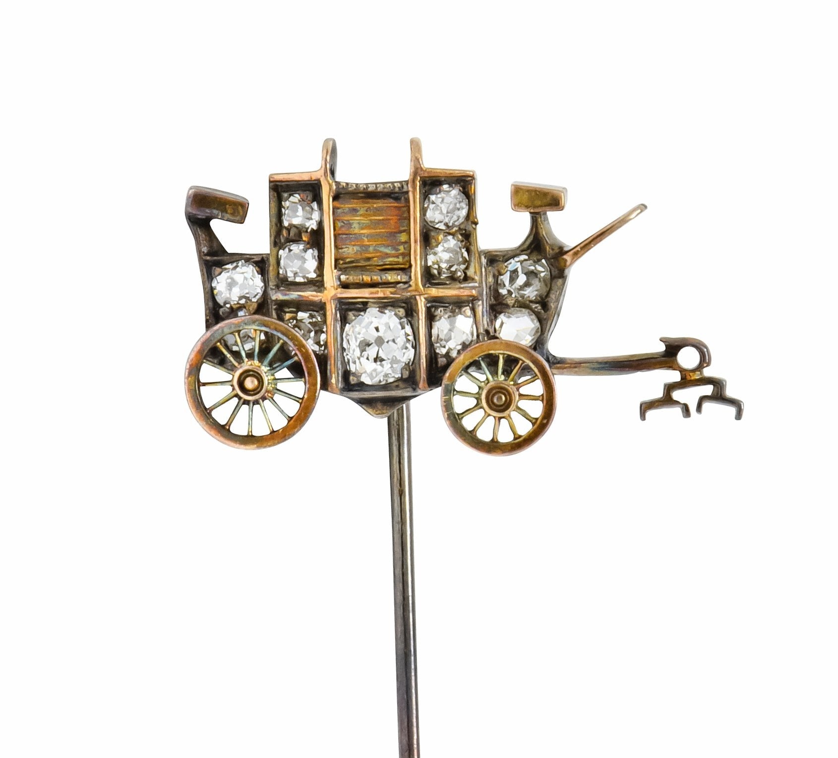 Victorian 0.50 CTW Diamond 14 Karat Gold Stagecoach Stickpin - Wilson's Estate Jewelry
