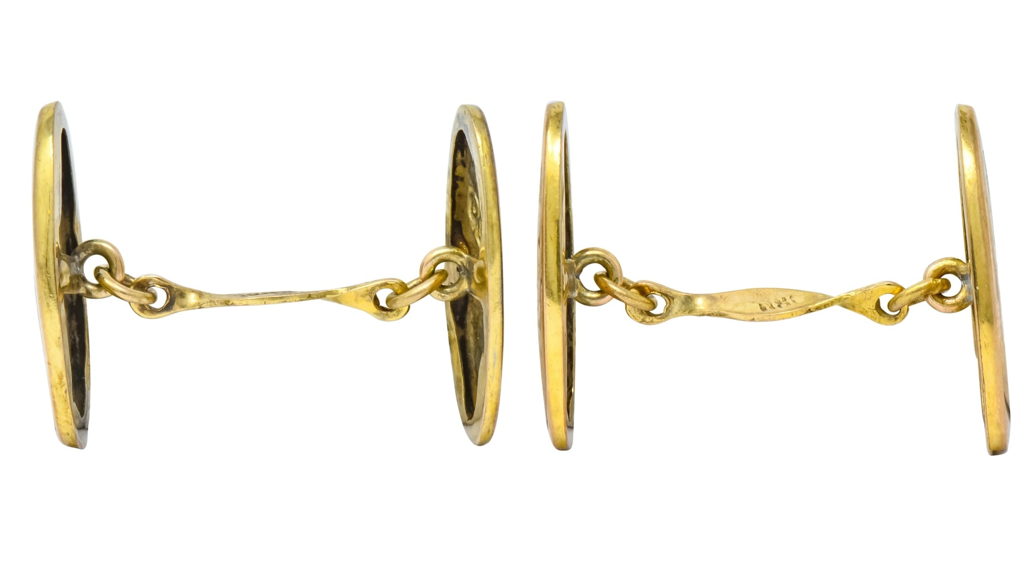 1890's Victorian Enamel 10 Karat Gold Beagle Dog Men's Cufflinks - Wilson's Estate Jewelry