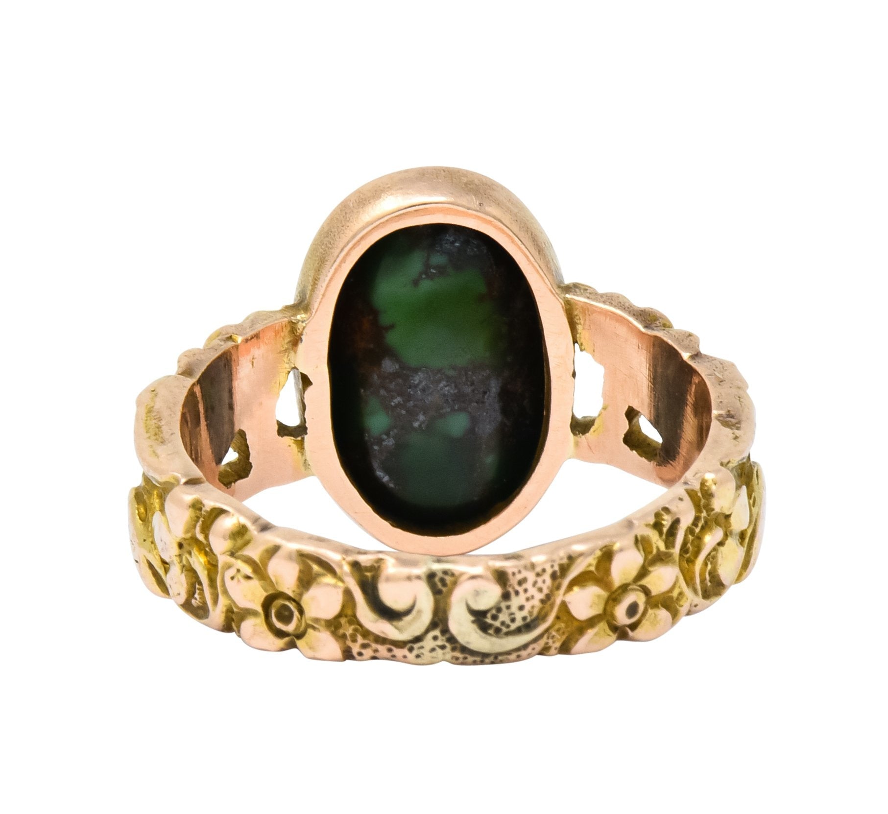 1900 Art Nouveau Turquoise 14 Karat Gold Simargl Band Ring - Wilson's Estate Jewelry