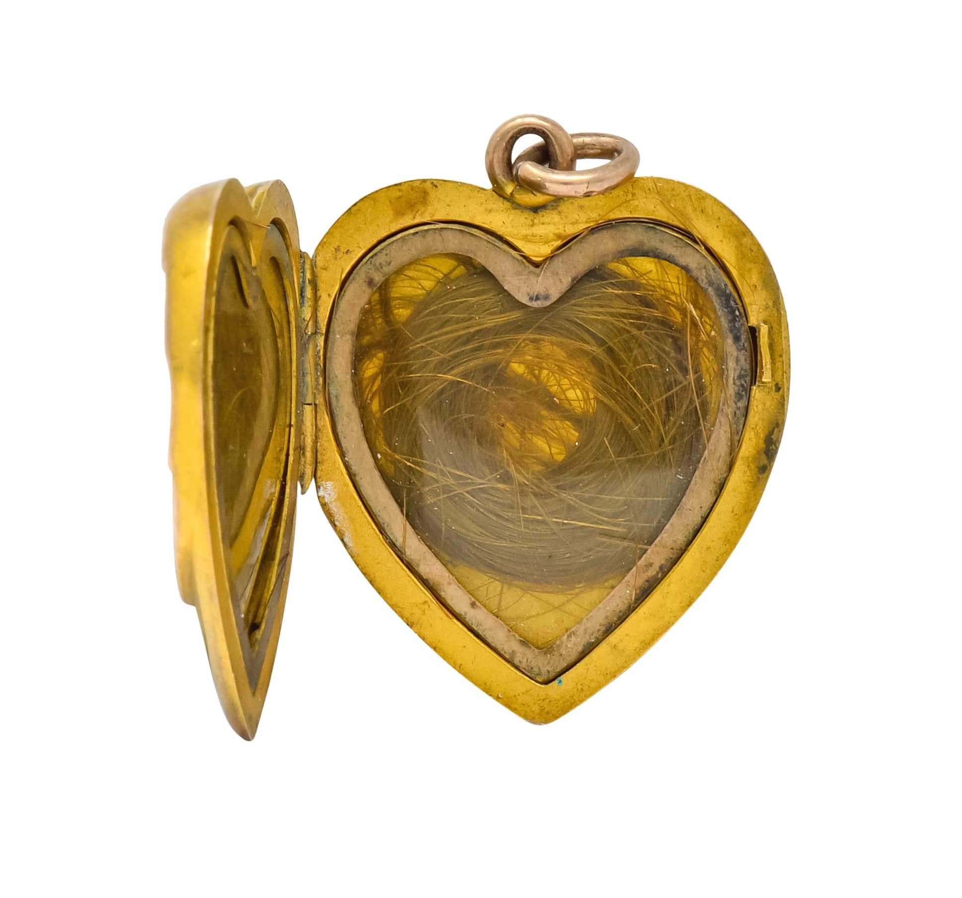 1900 Victorian 14 Karat Gold Angel Heart Locket Pendant - Wilson's Estate Jewelry