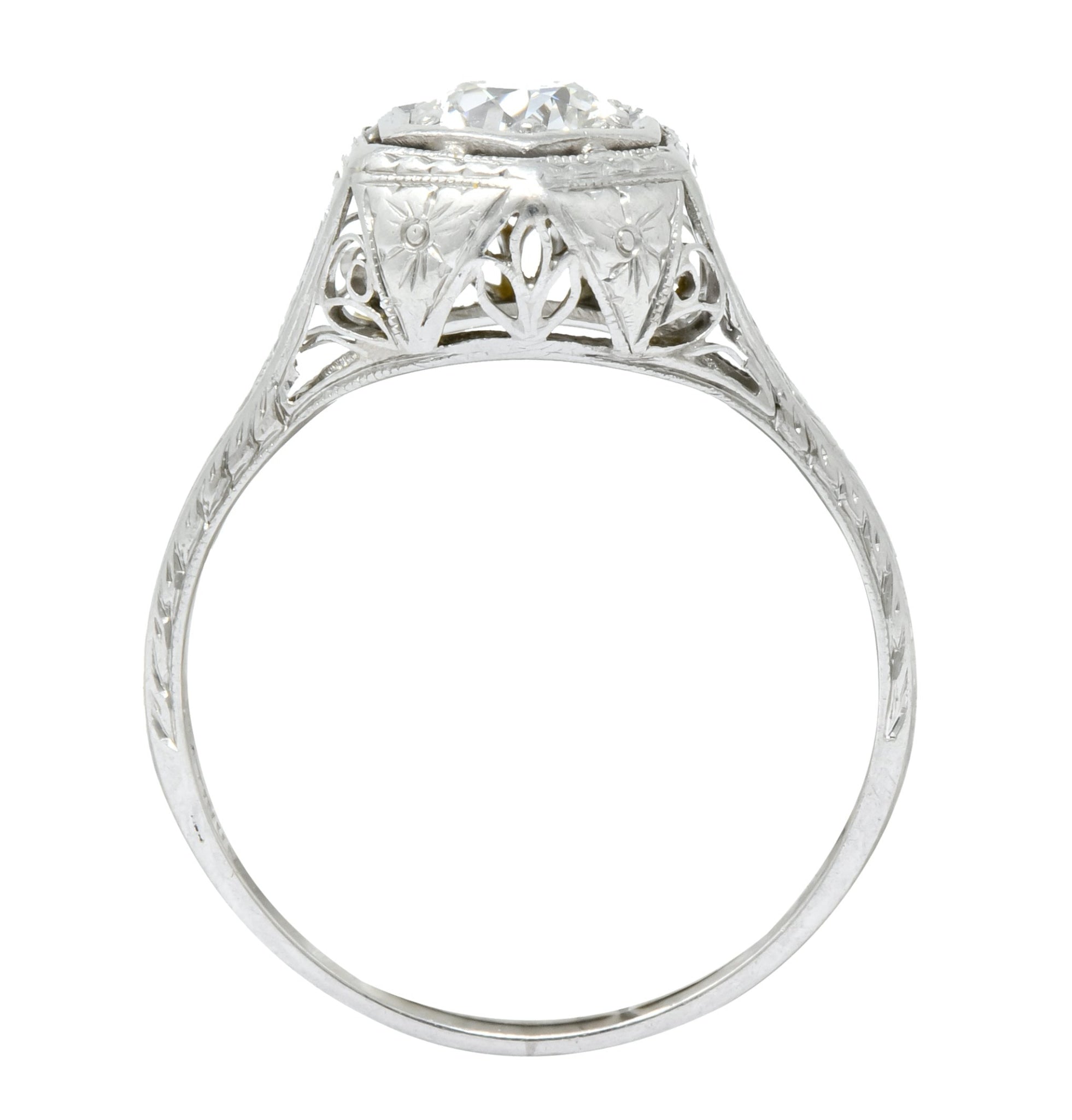 1915 Edwardian .63 CTW Old European Cut Diamond Platinum Engagement Ring - Wilson's Estate Jewelry