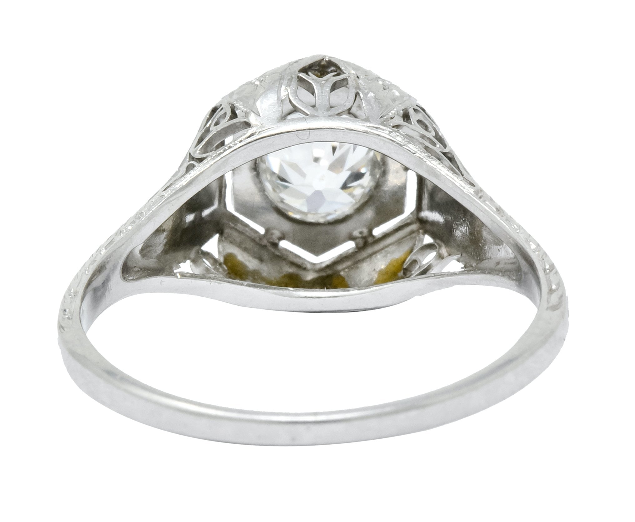 1915 Edwardian .63 CTW Old European Cut Diamond Platinum Engagement Ring - Wilson's Estate Jewelry