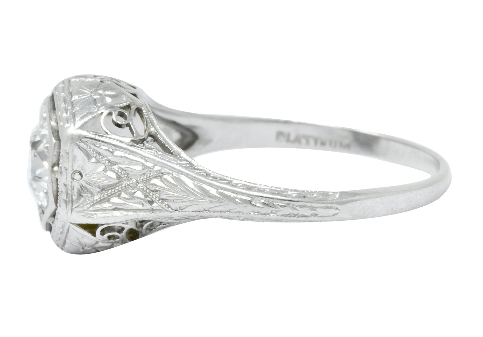 1915 Edwardian .63 CTW Old European Cut Diamond Platinum Engagement Ring - Wilson's Estate Jewelry
