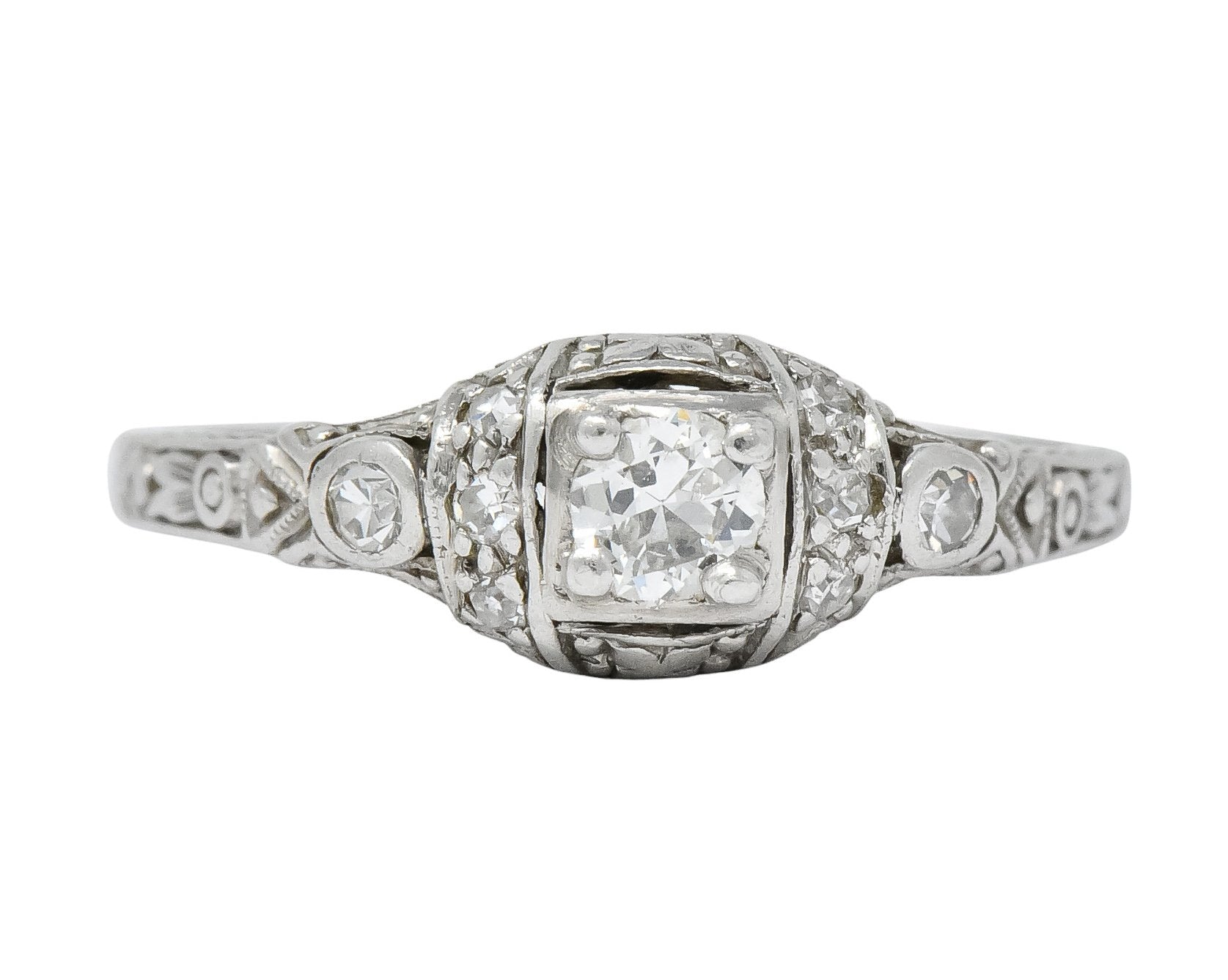 1920's Art Deco 0.30 CTW Diamond Platinum Engagement Ring - Wilson's Estate Jewelry