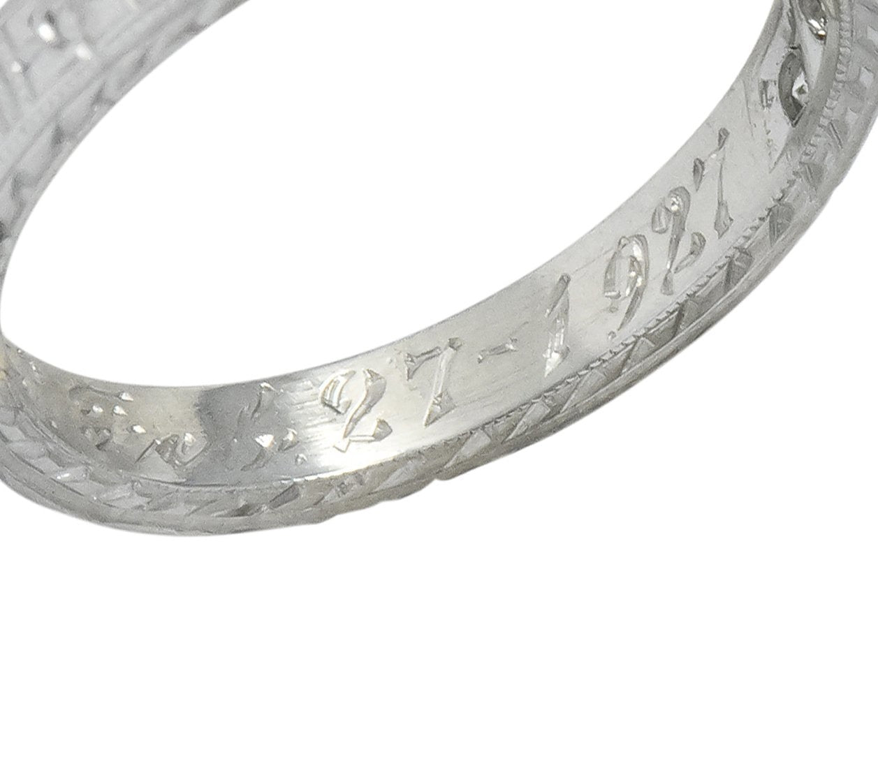 1920's Art Deco Diamond 18 Karat White Gold Orange Blossom Band Ring - Wilson's Estate Jewelry