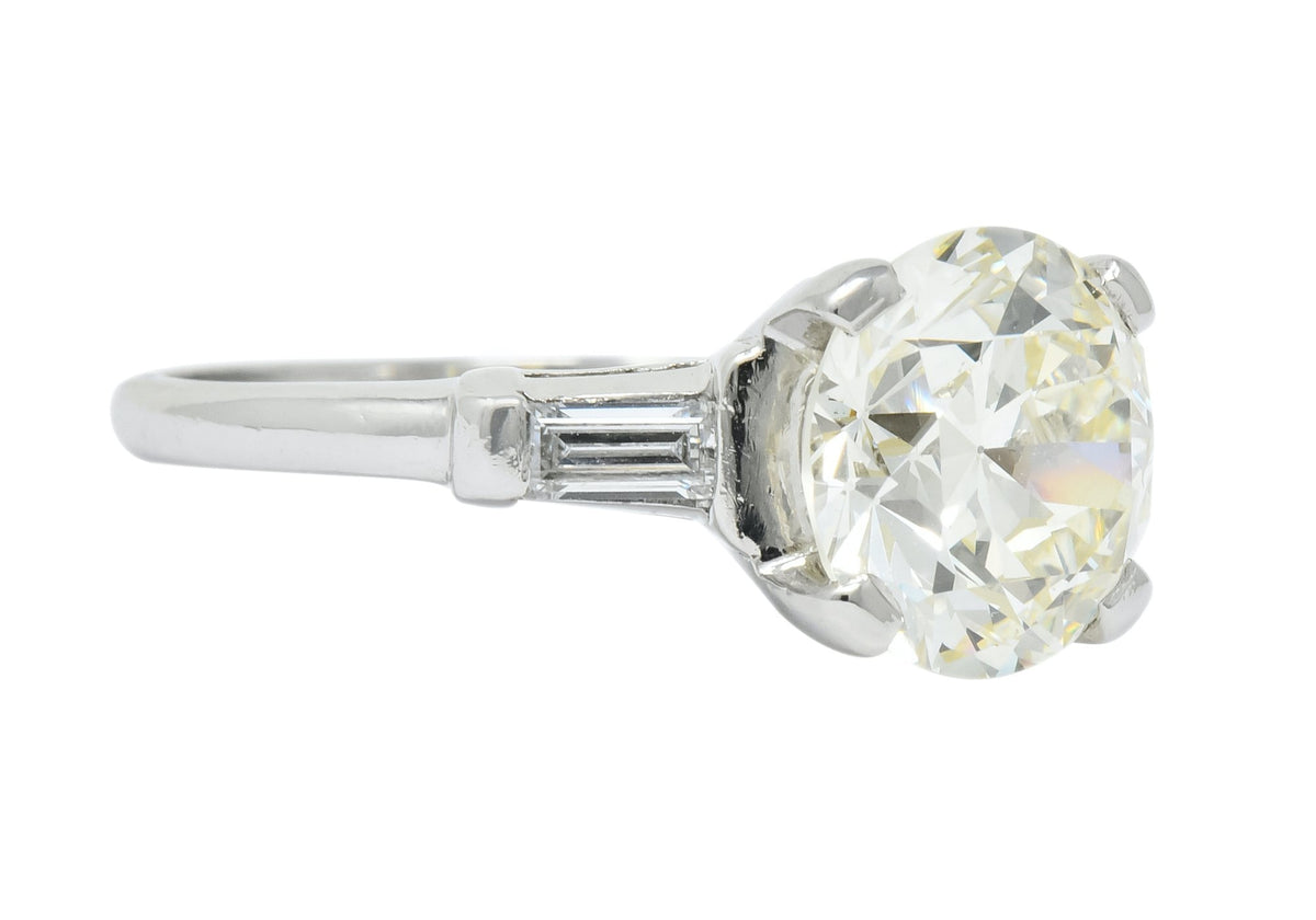 1950's Mid-Century 3.85 CTW Diamond Platinum Engagement Ring GIA - Wilson's Estate Jewelry