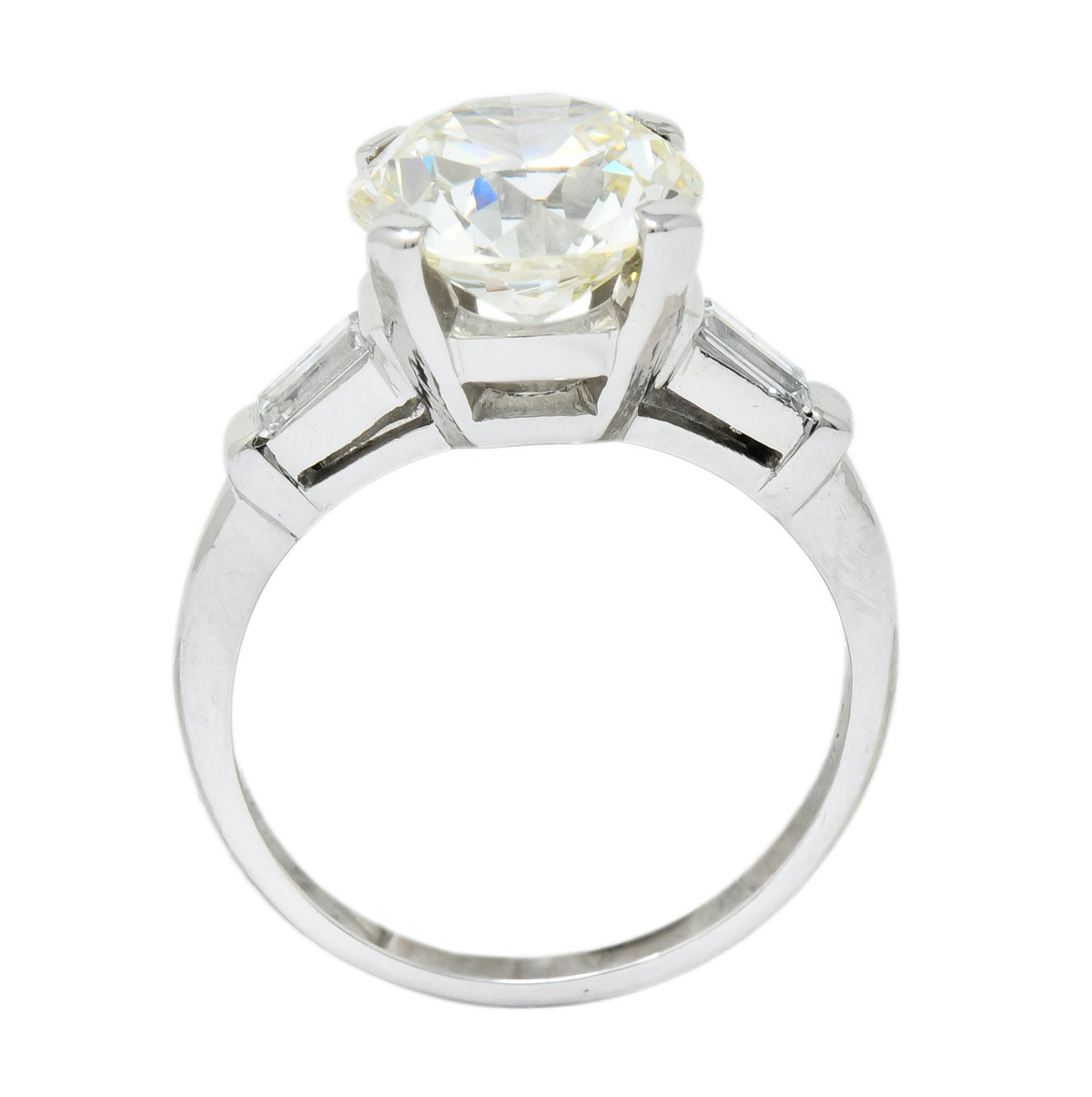 1950's Mid-Century 3.85 CTW Diamond Platinum Engagement Ring GIA - Wilson's Estate Jewelry