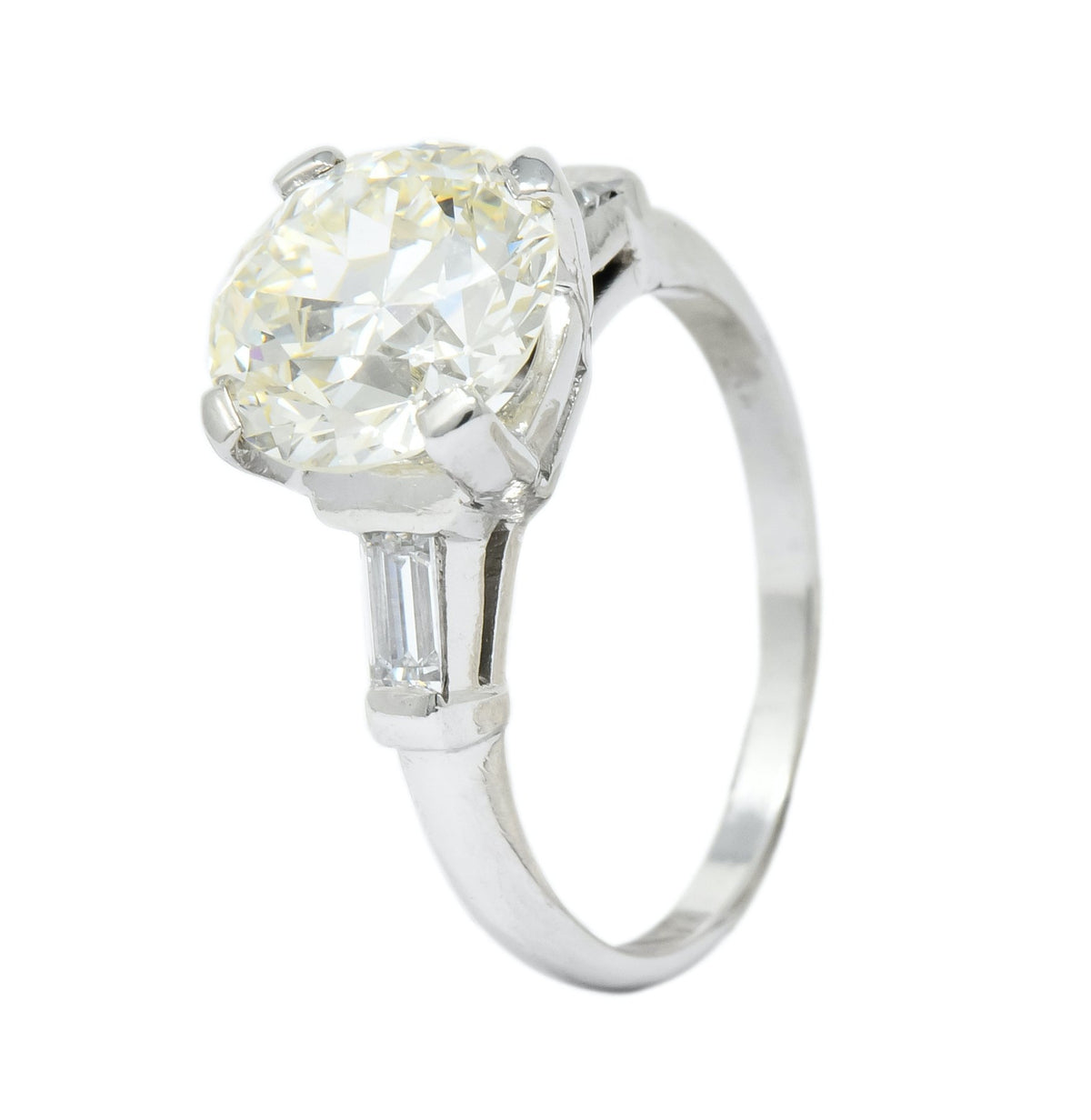 1950's Mid-Century 3.85 CTW Diamond Platinum Engagement Ring GIA - Wilson's Estate Jewelry