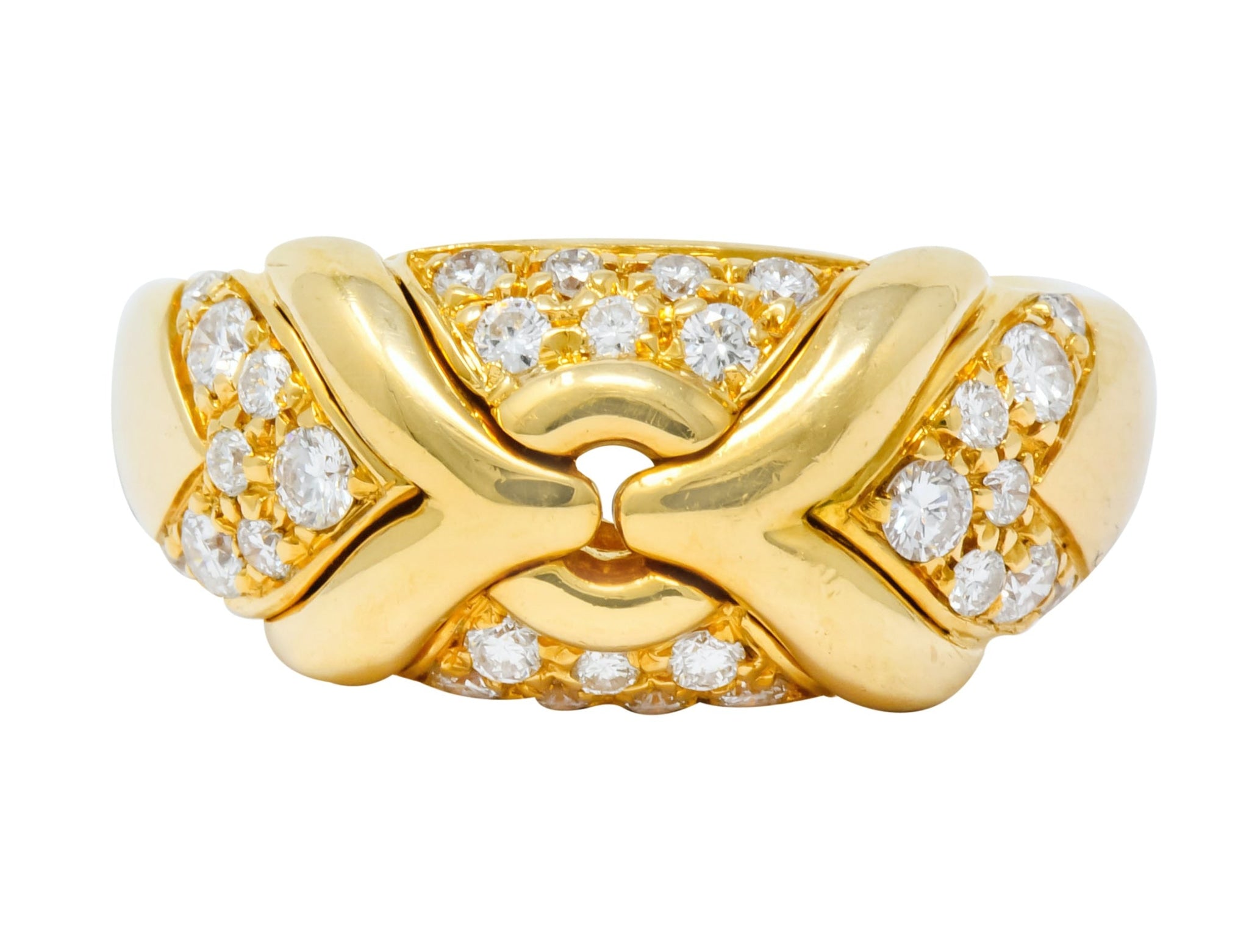 1980's Vintage Bulgari 0.82 CTW Diamond 18 Karat Gold Trika Band Ring - Wilson's Estate Jewelry