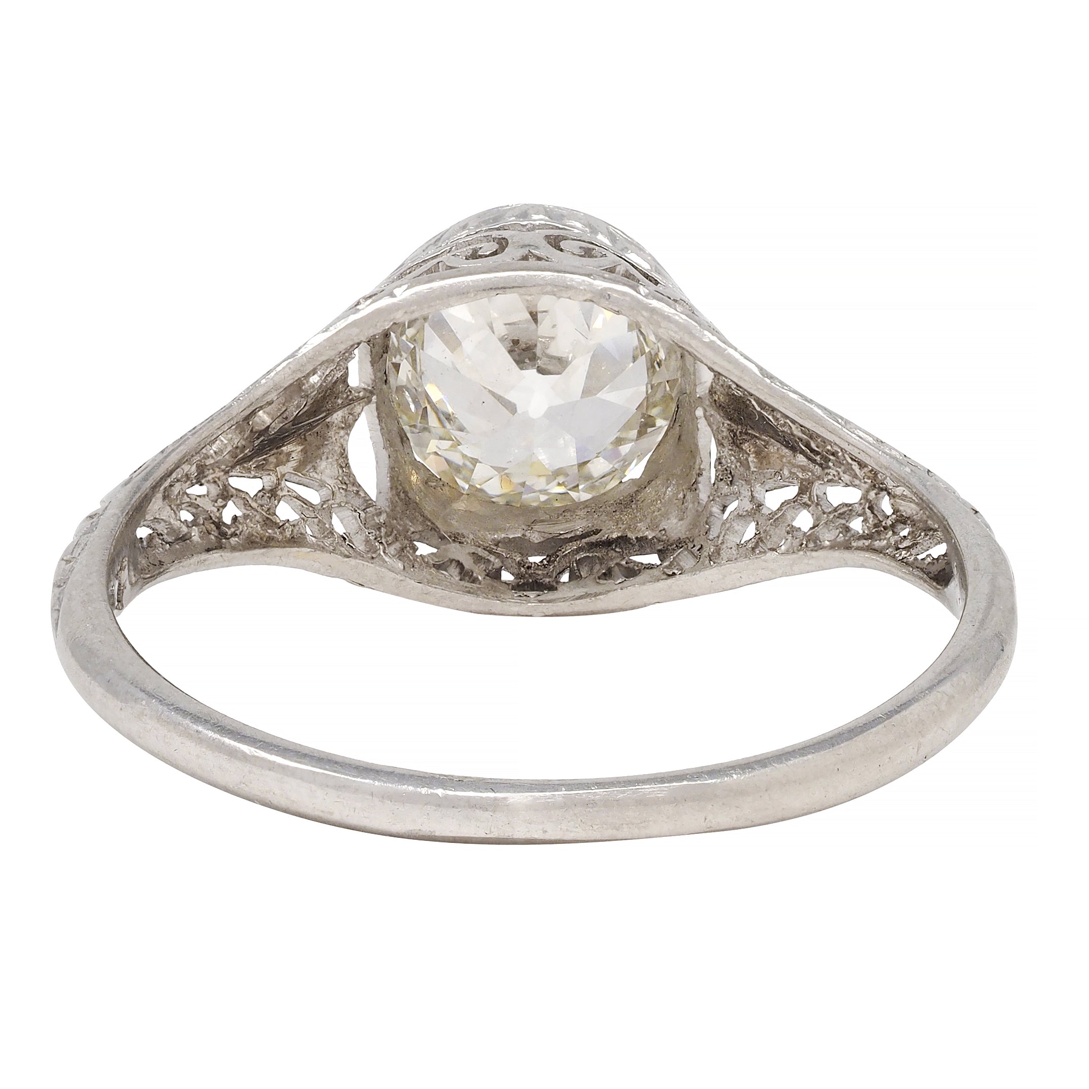 Art Deco 1.17 CTW Diamond Platinum Arching Scroll Antique Engagement Ring