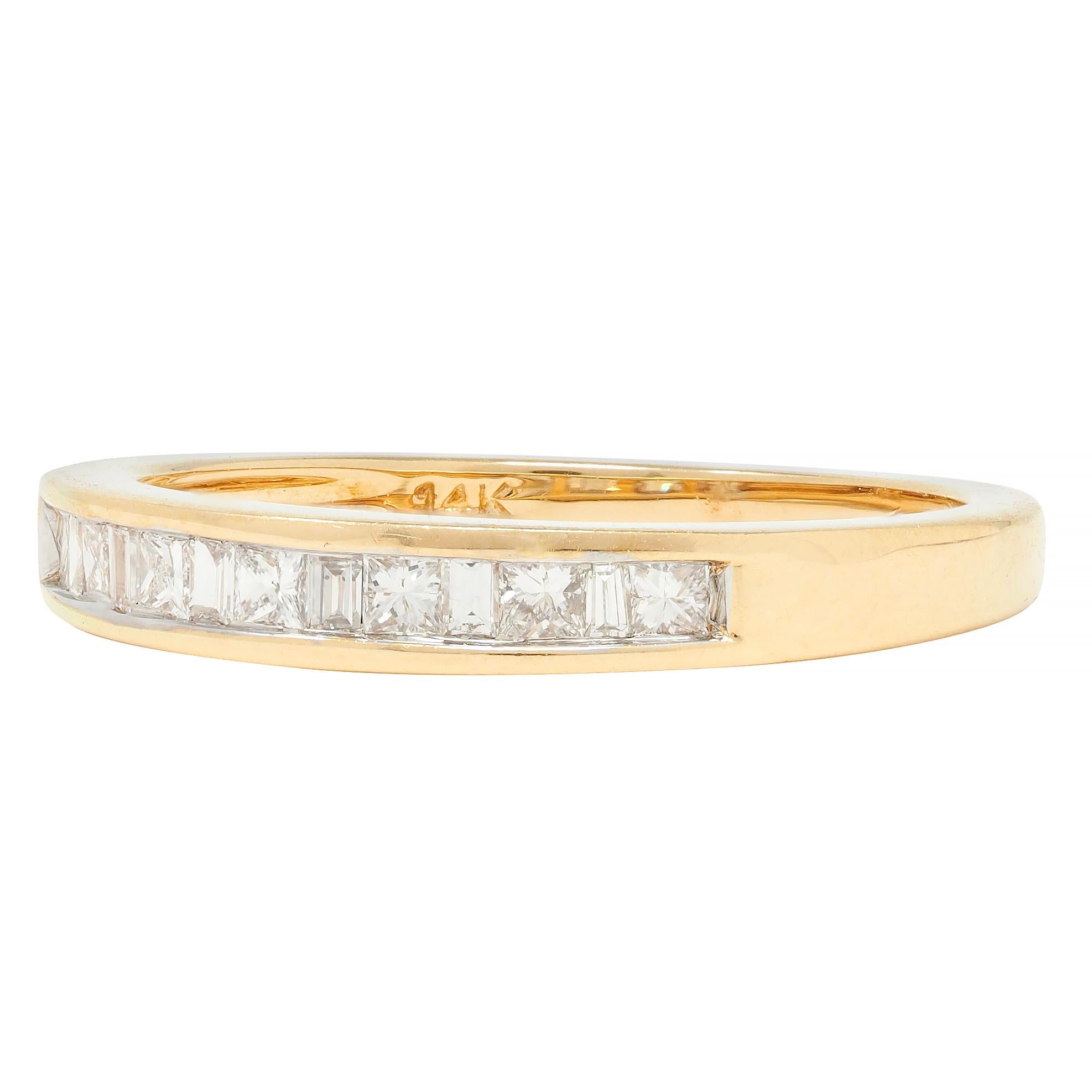 Contemporary 0.44 CTW Princess Cut Diamond 14 Karat Yellow Gold Band Ring