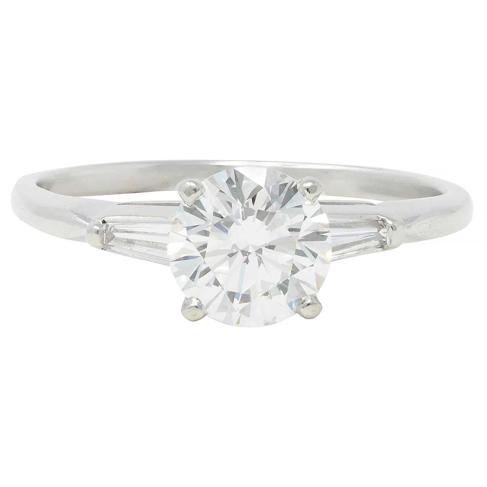 Mid-Century 1.20 CTW Transitional Cut Diamond Platinum Engagement Ring