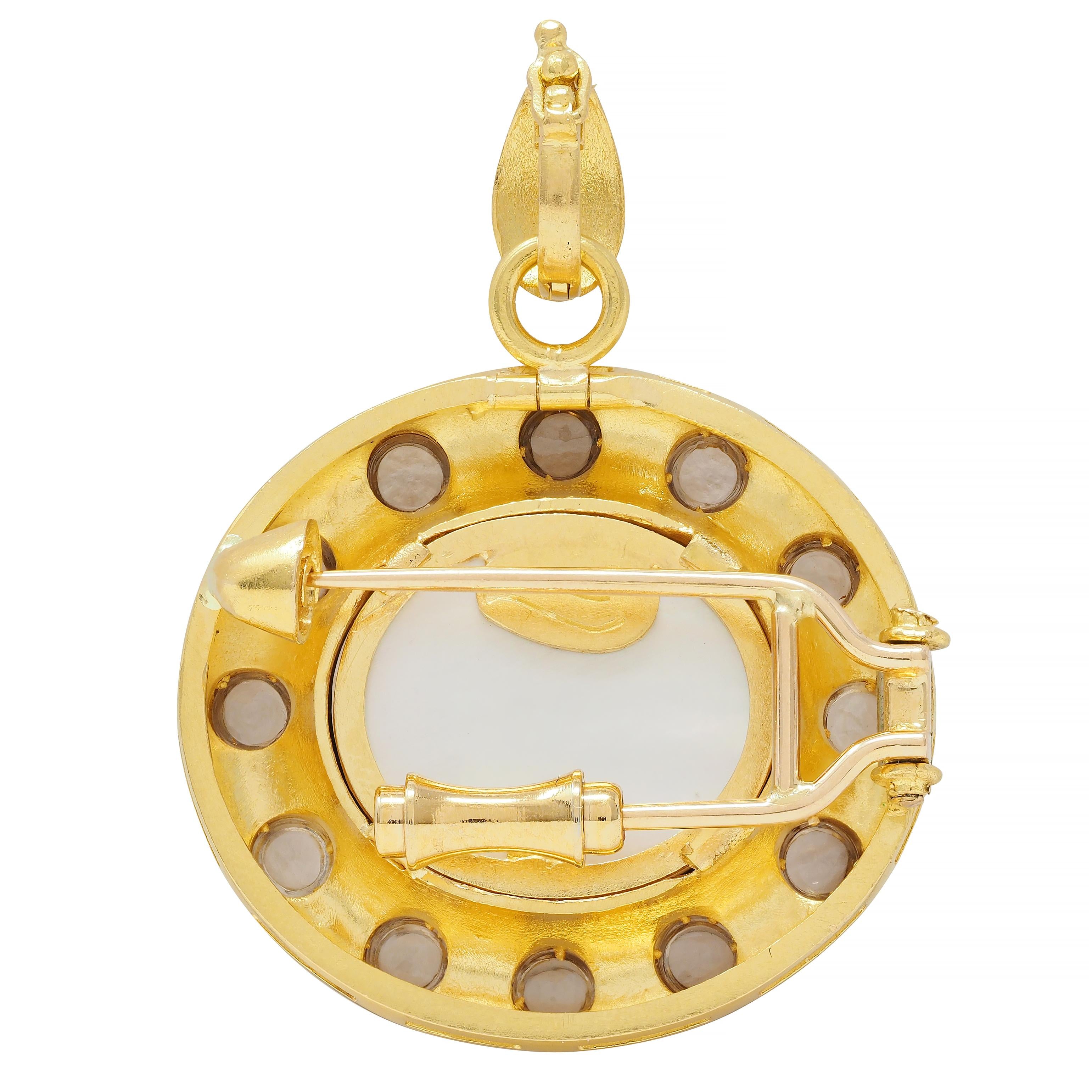 Elizabeth Locke Smoky Quartz Venetian Glass Mother-Of-Pearl 19 Karat Pendant