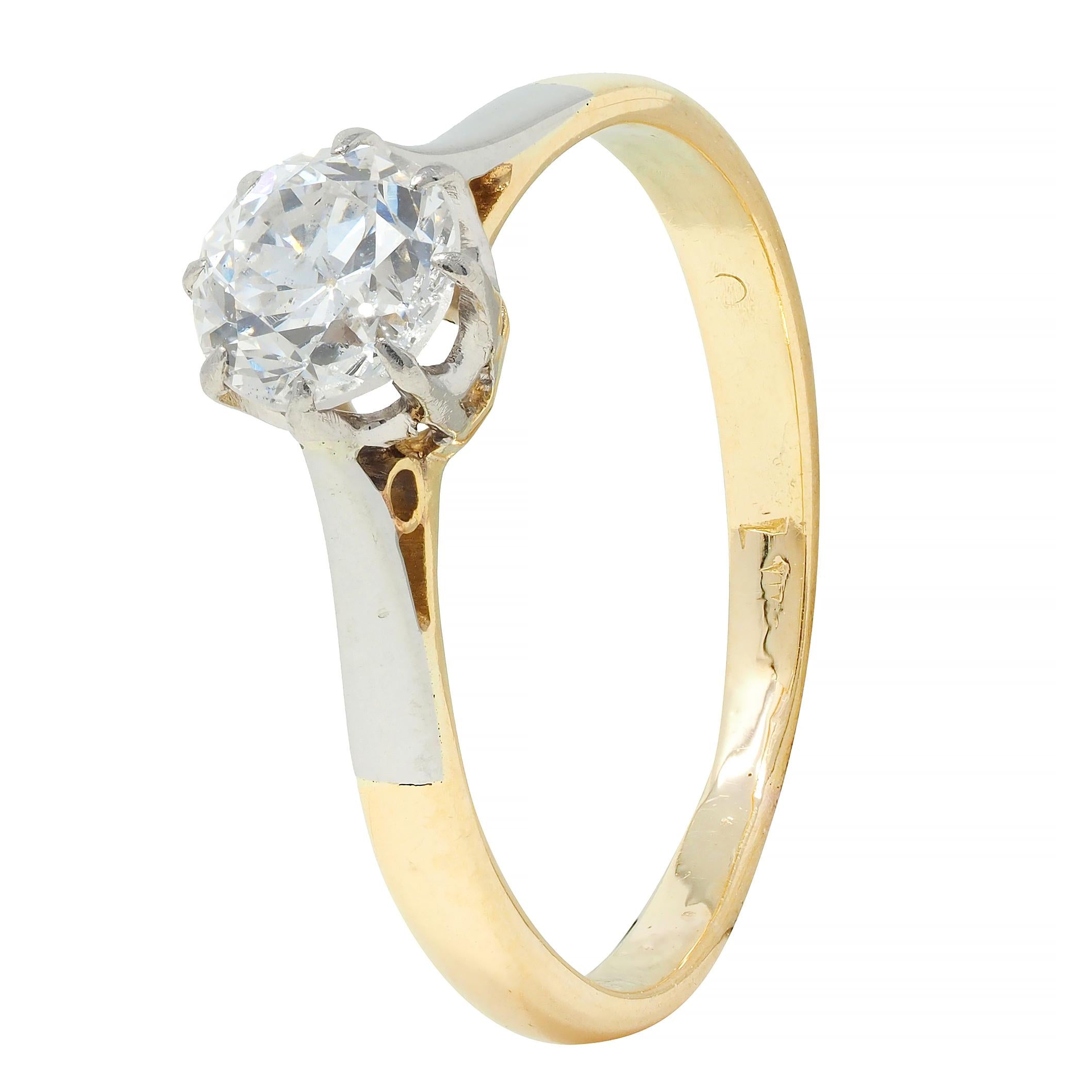 Edwardian 0.55 CTW Old European Cut Diamond Platinum 18 Karat Antique Ring