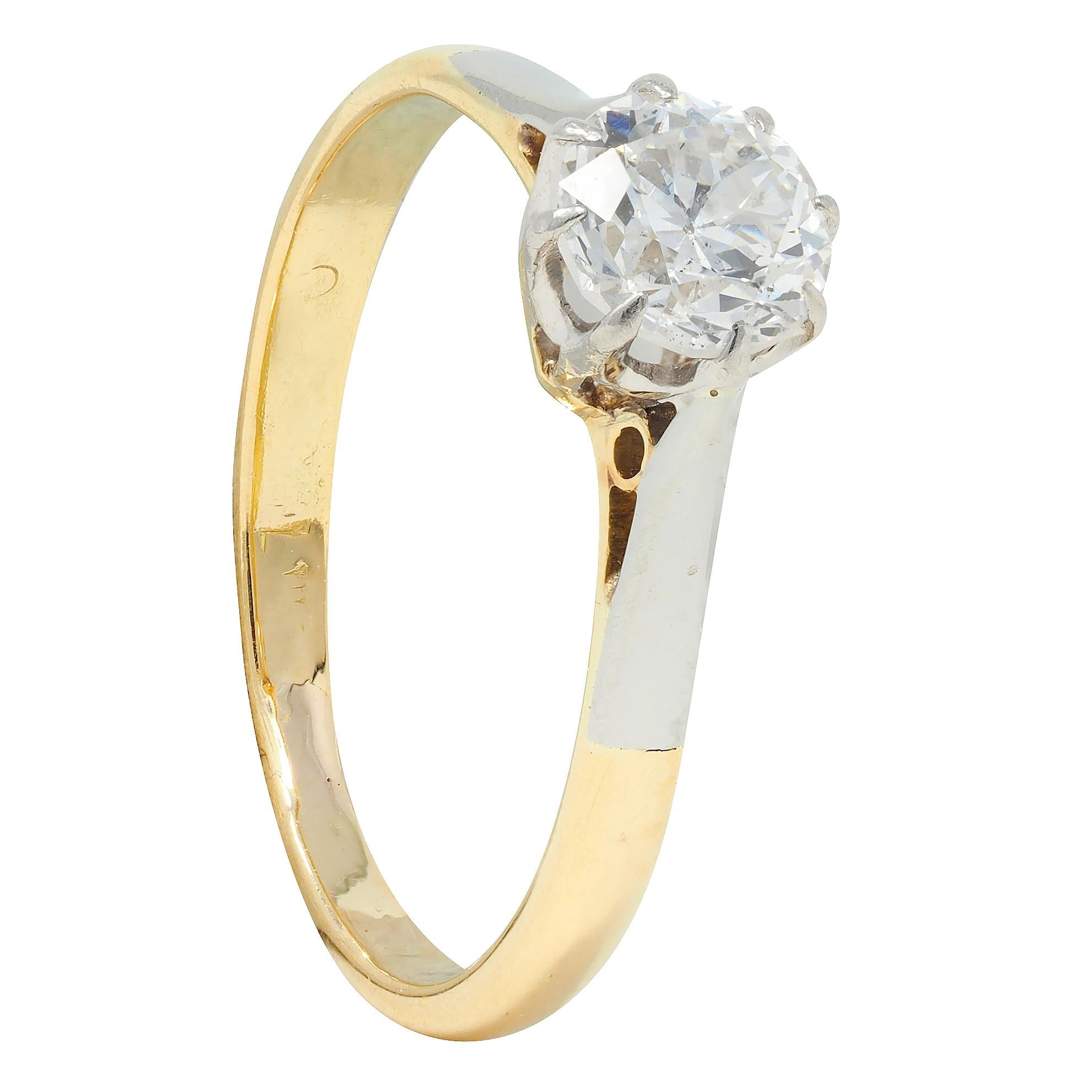 Edwardian 0.55 CTW Old European Cut Diamond Platinum 18 Karat Antique Ring