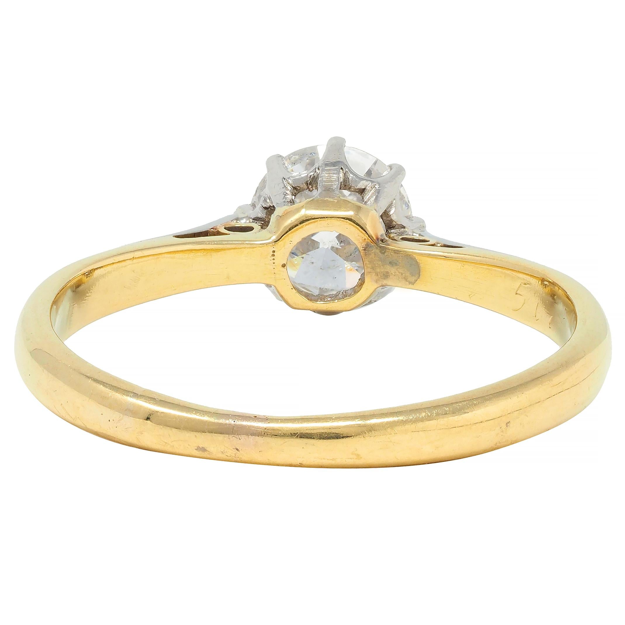 Edwardian 0.55 CTW Old European Cut Diamond Platinum 18 Karat Antique Ring