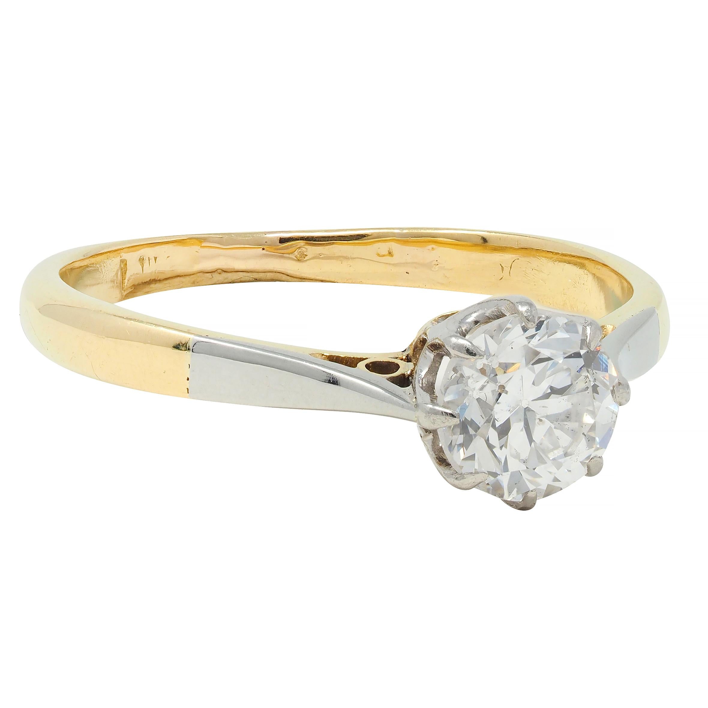 Edwardian 0.55 CTW Old European Cut Diamond Platinum 18 Karat Antique Ring