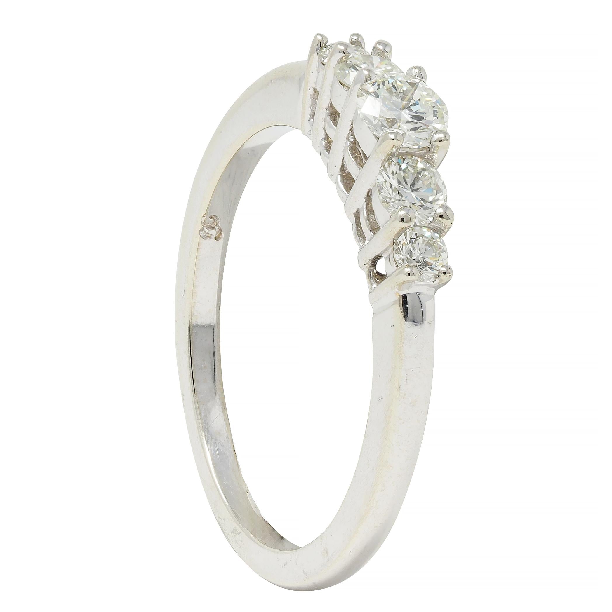 Contemporary 0.50 CTW Diamond 14 Karat White Gold Five Stone Band Ring