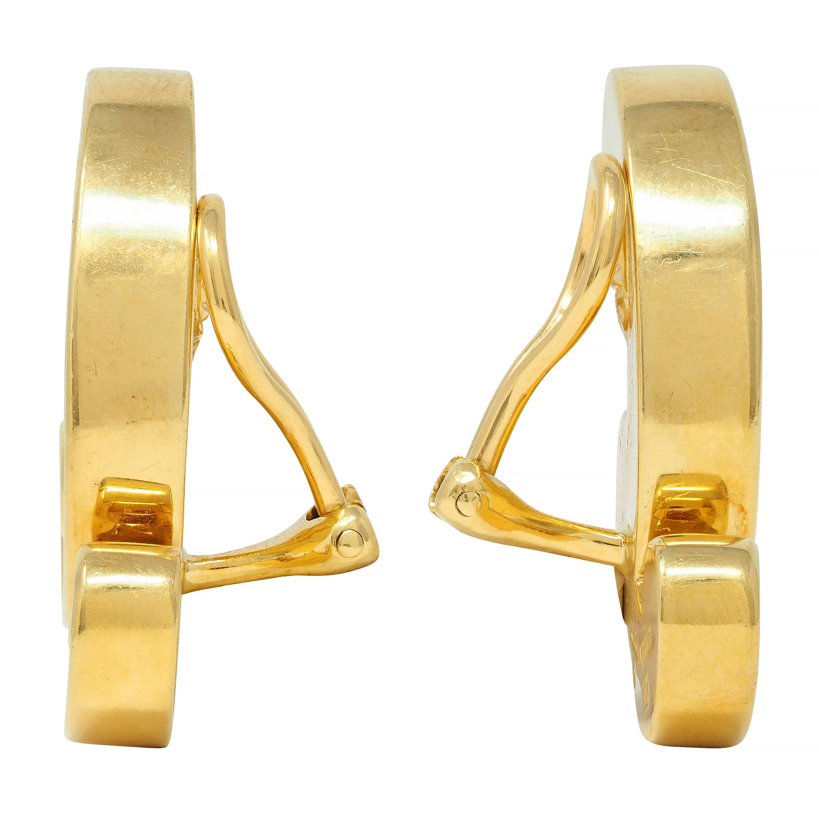 Angela Cummings 1980s Mother-Of-Pearl 18 Karat Gold Scroll Ear-Clip Earrings