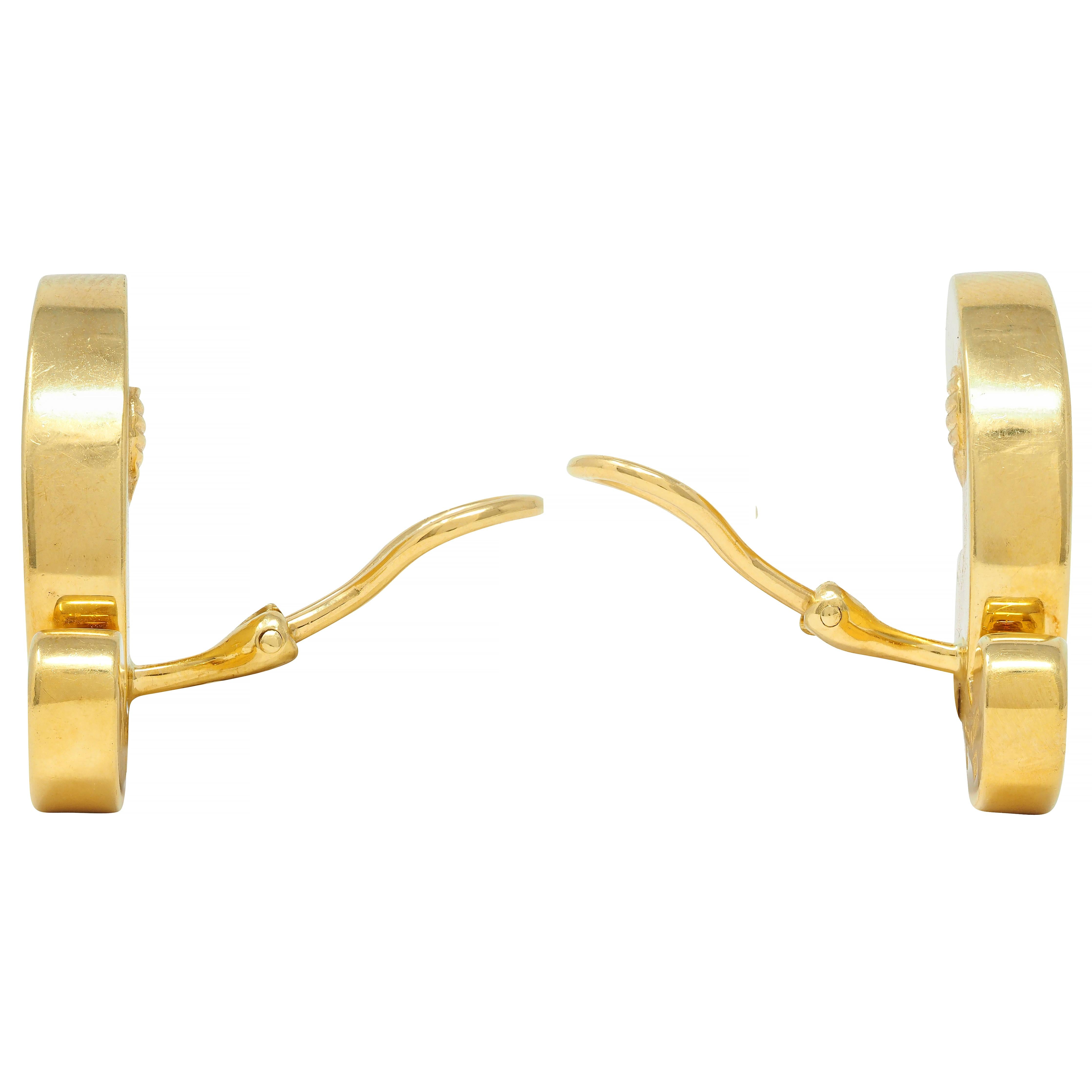 Angela Cummings 1980s Mother-Of-Pearl 18 Karat Gold Scroll Ear-Clip Earrings