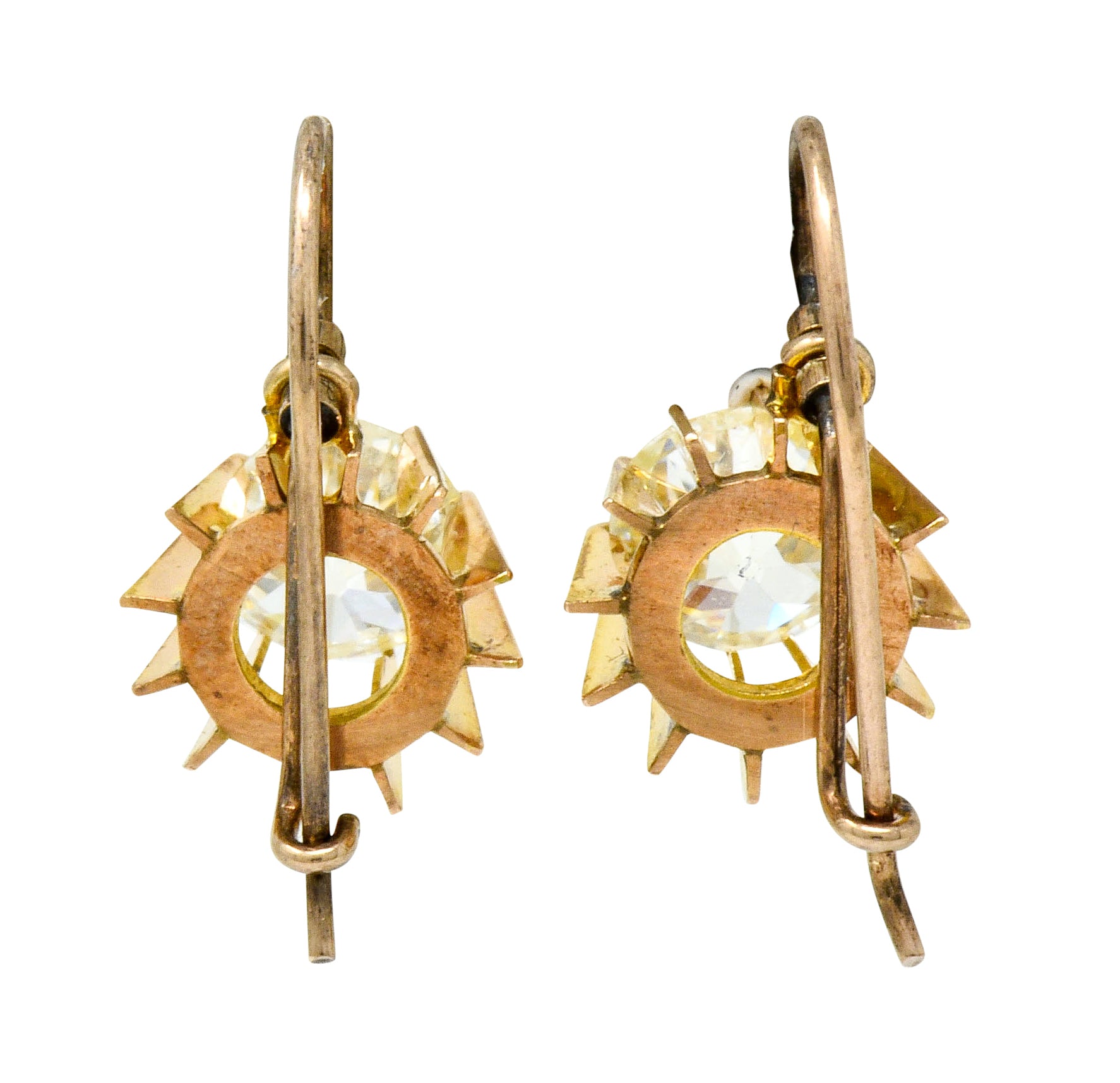 Victorian 2.04 CTW Old European Diamond Gold Articulated Drop Earrings - Wilson's Estate Jewelry