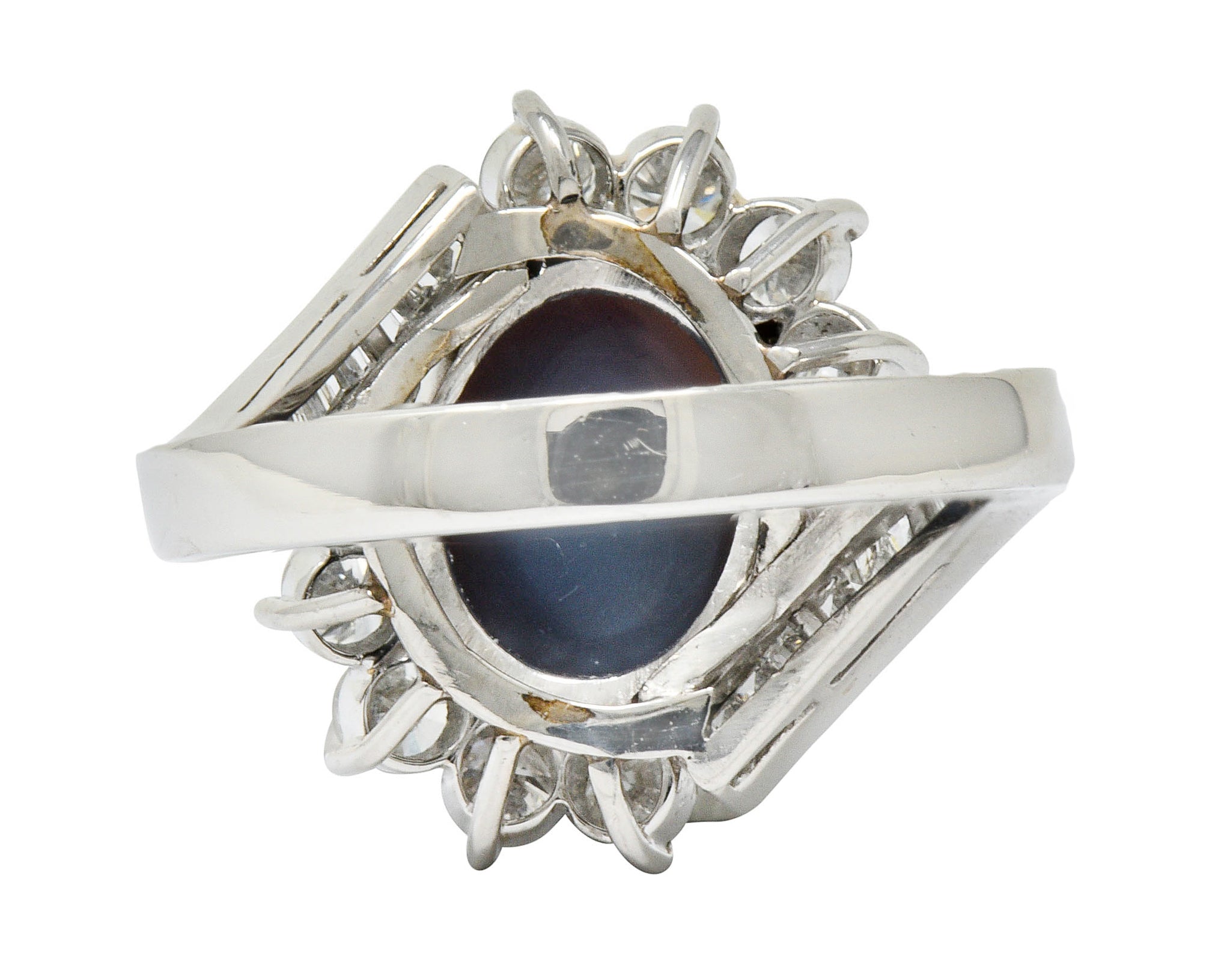 Vibrant Opal Diamond Platinum Cluster Bypass RingRing - Wilson's Estate Jewelry