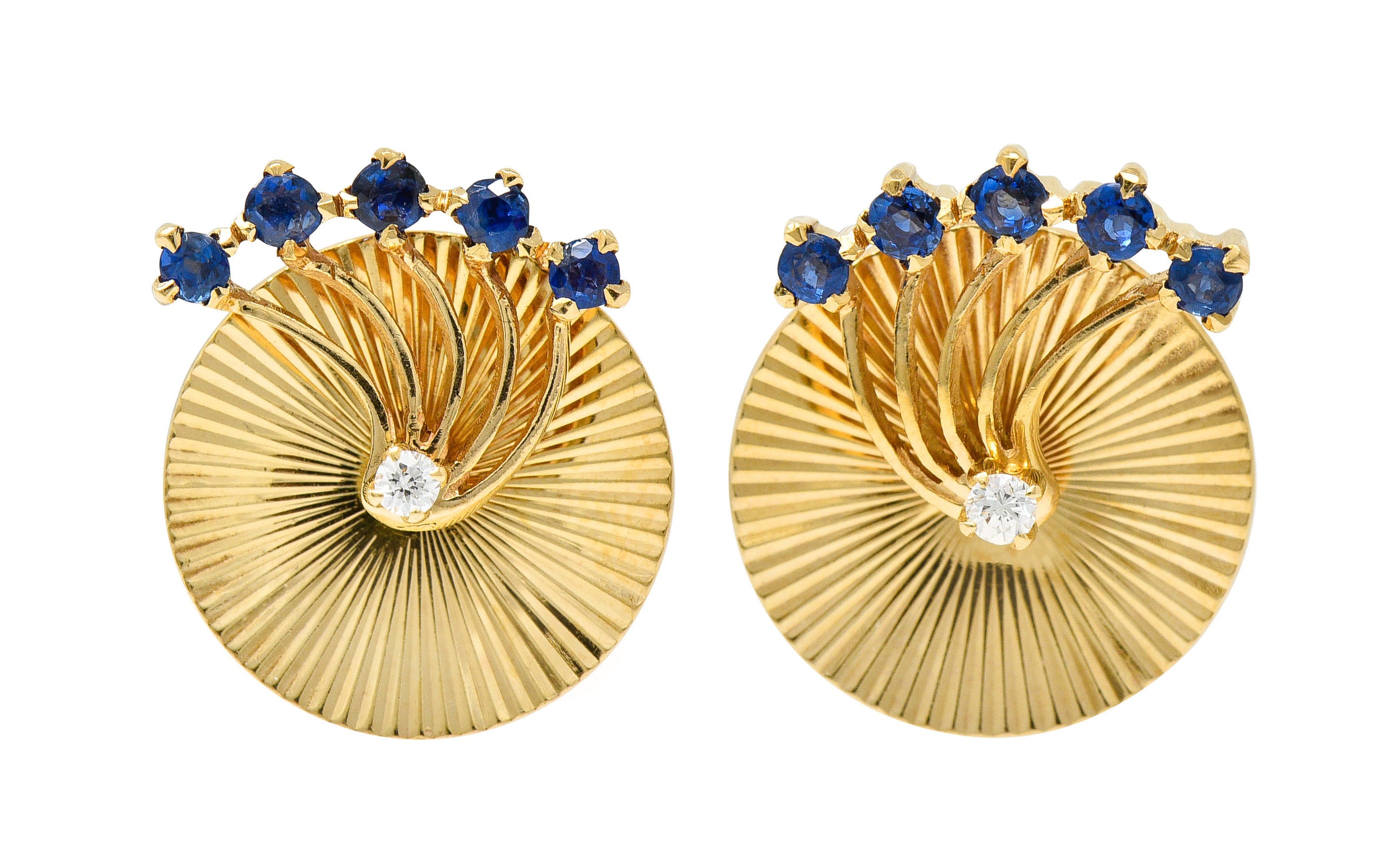 Cartier Retro Sapphire Diamond 14 Karat Gold Screwback EarringsEarrings - Wilson's Estate Jewelry