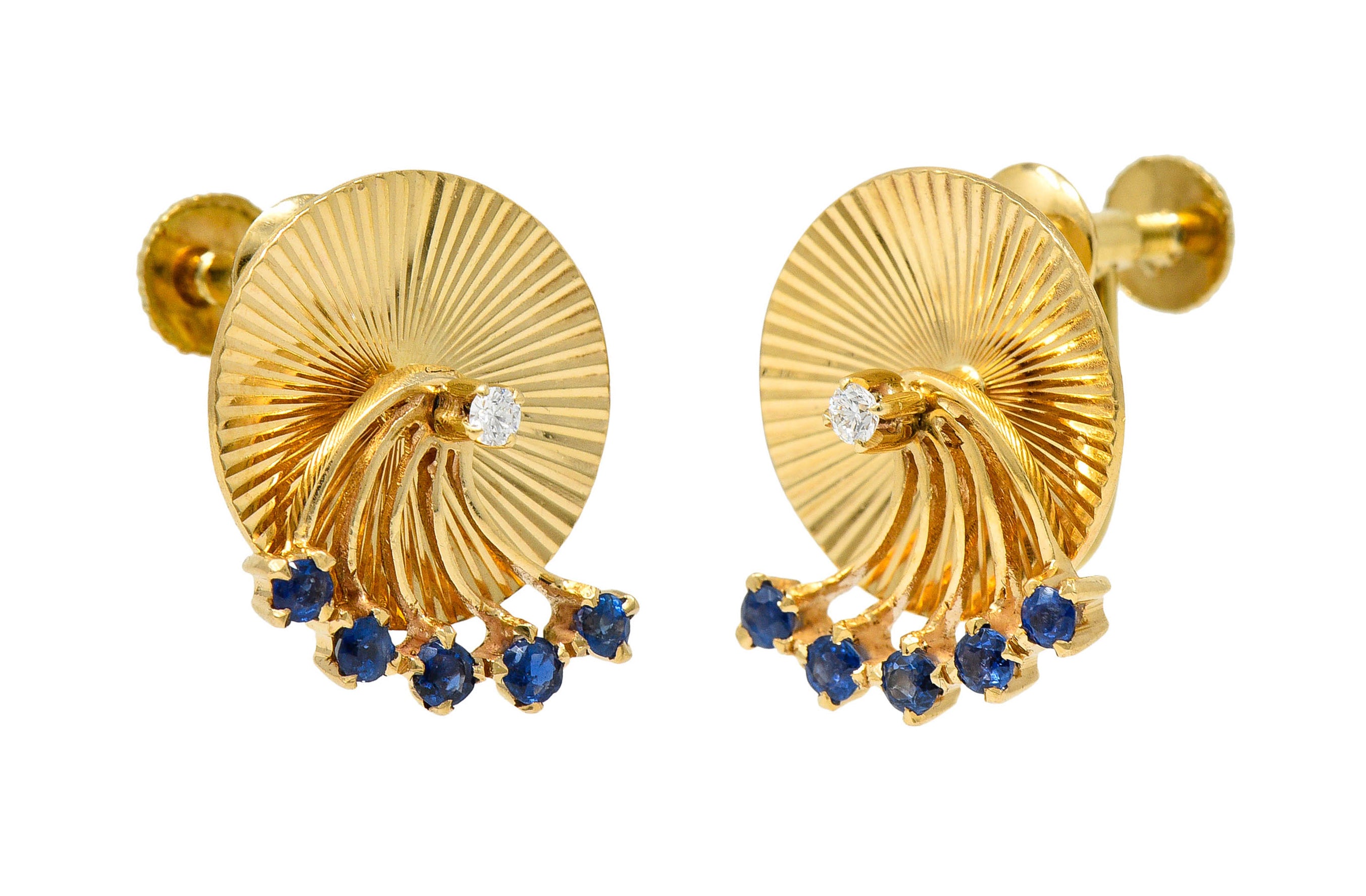 Cartier Retro Sapphire Diamond 14 Karat Gold Screwback EarringsEarrings - Wilson's Estate Jewelry