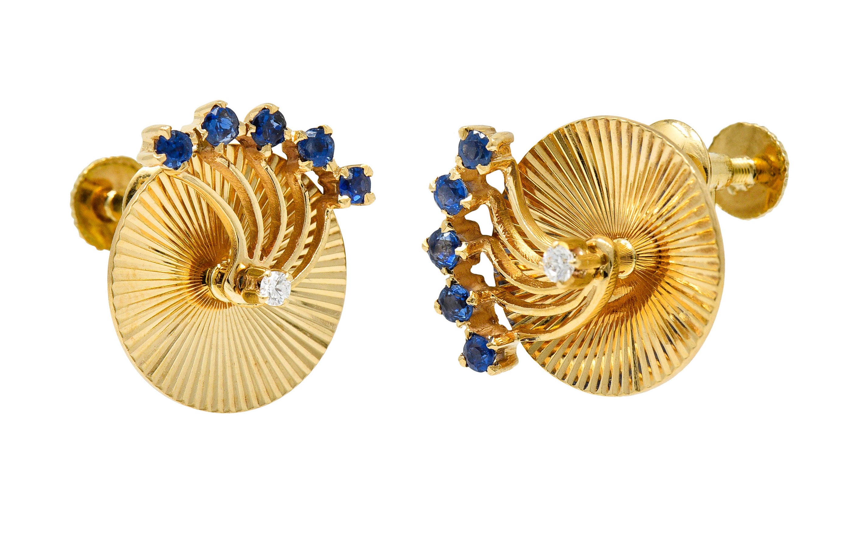 Cartier Retro Sapphire Diamond 14 Karat Gold Screwback EarringsEarrings - Wilson's Estate Jewelry