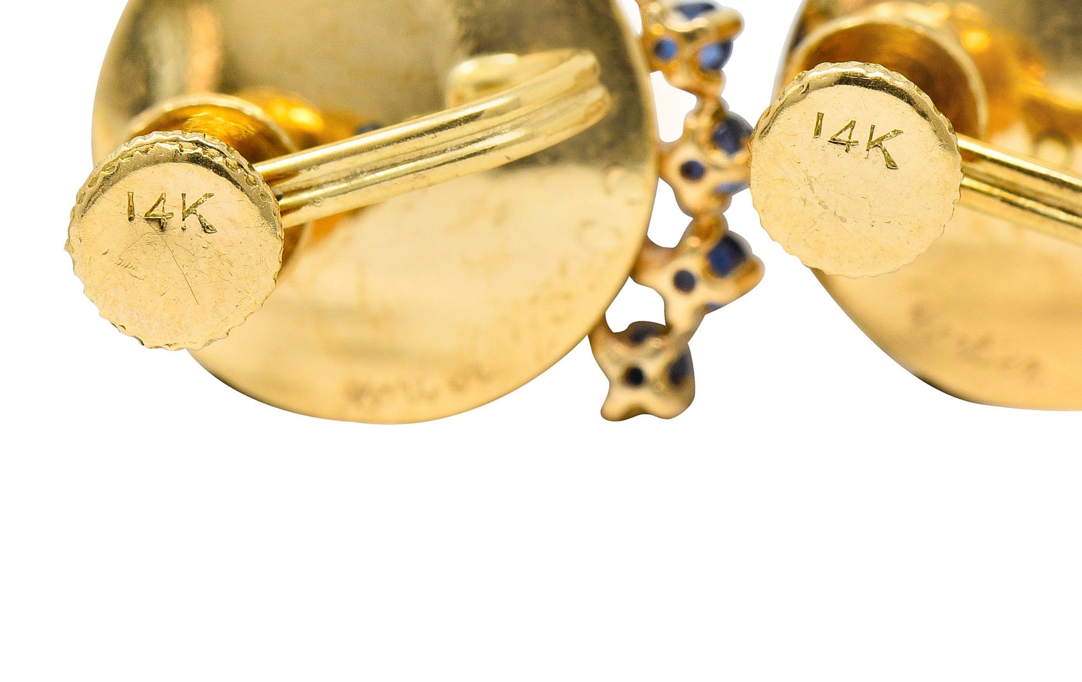 Cartier Retro Sapphire Diamond 14 Karat Gold Screwback EarringsEarrings - Wilson's Estate Jewelry