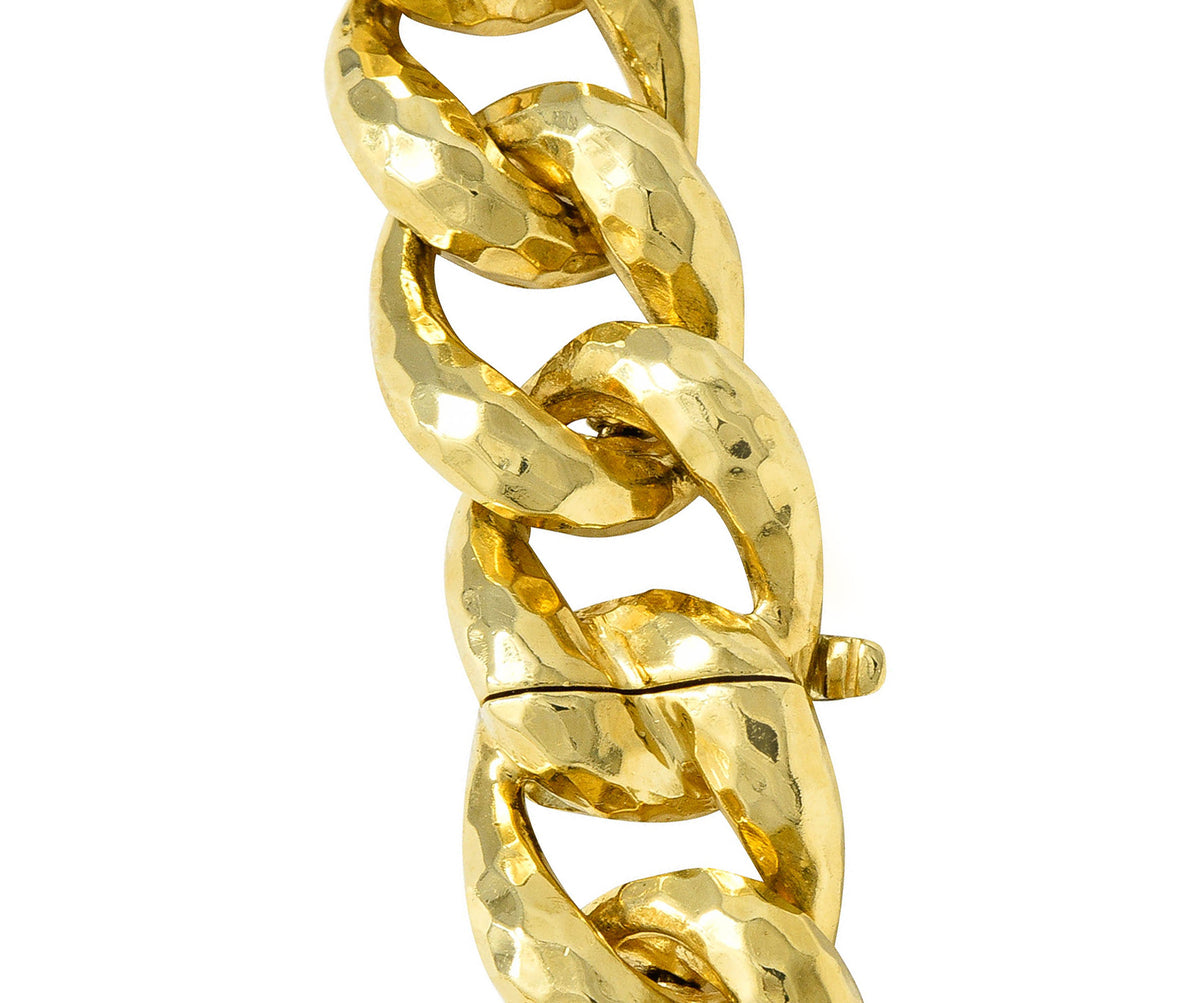 Henry Dunay Vintage 18 Karat Gold Cynnabar Faceted Curb Link NecklaceNecklace - Wilson's Estate Jewelry