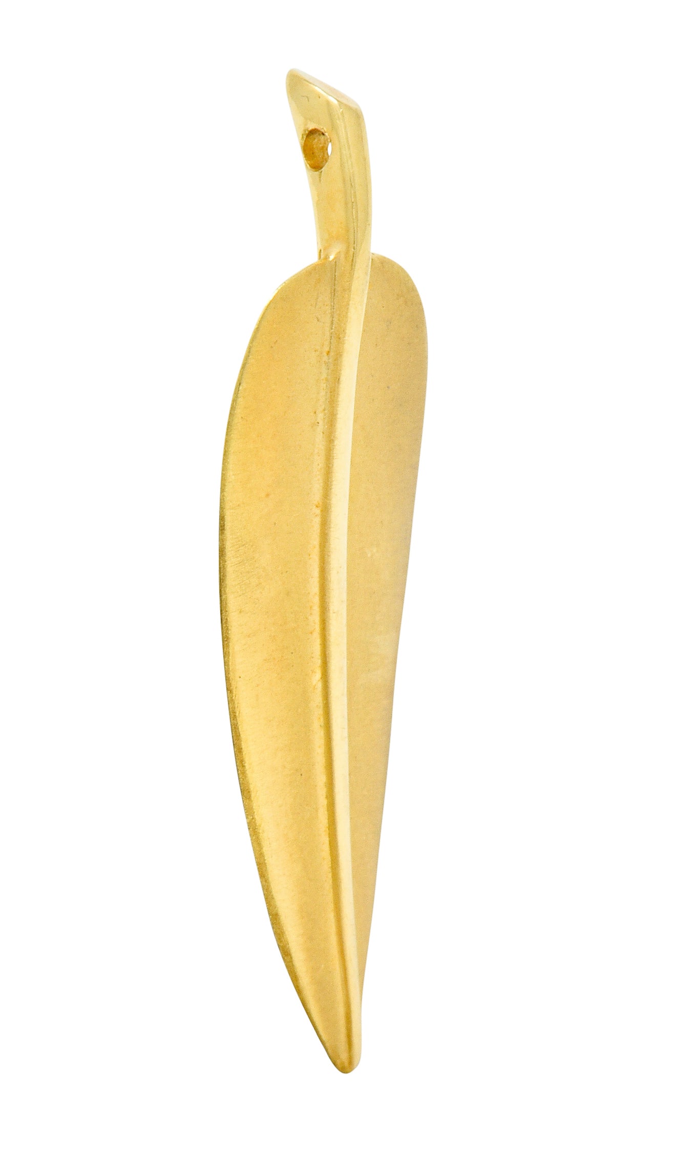 Angela Cummings Tiffany & Co. 18 Karat Matte Gold Feather Pendant Charm - Wilson's Estate Jewelry