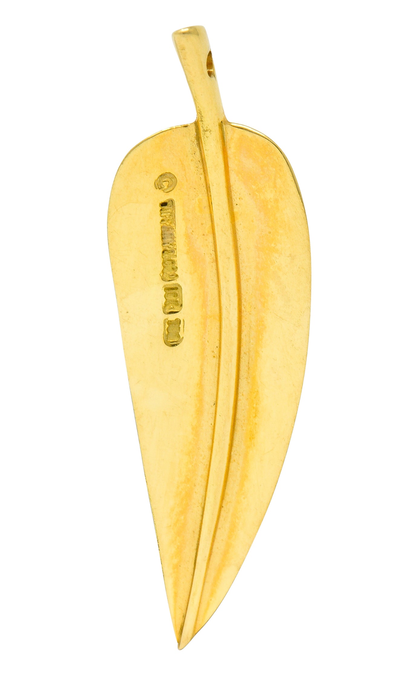 Angela Cummings Tiffany & Co. 18 Karat Matte Gold Feather Pendant Charm - Wilson's Estate Jewelry