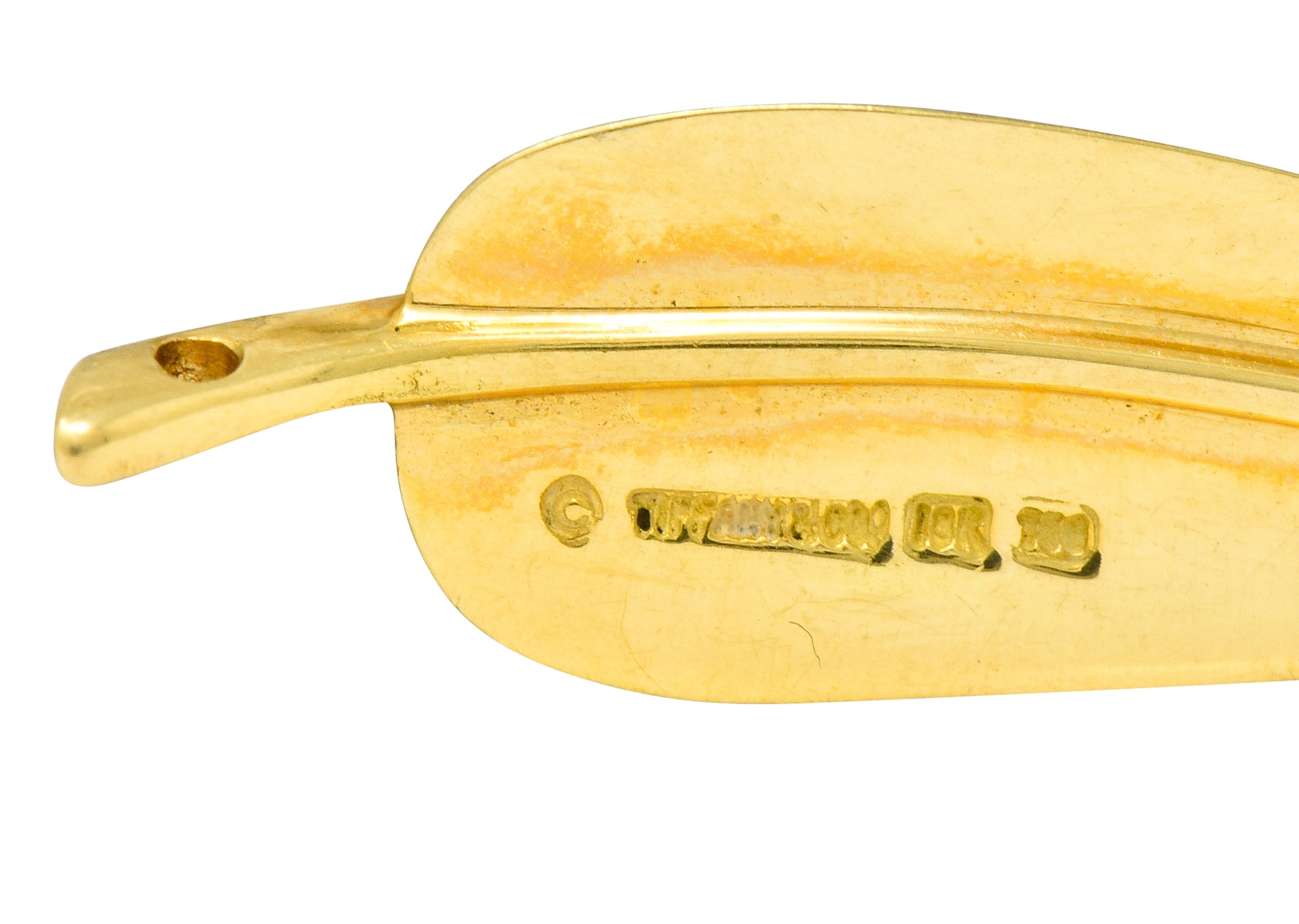 Angela Cummings Tiffany & Co. 18 Karat Matte Gold Feather Pendant Charm - Wilson's Estate Jewelry