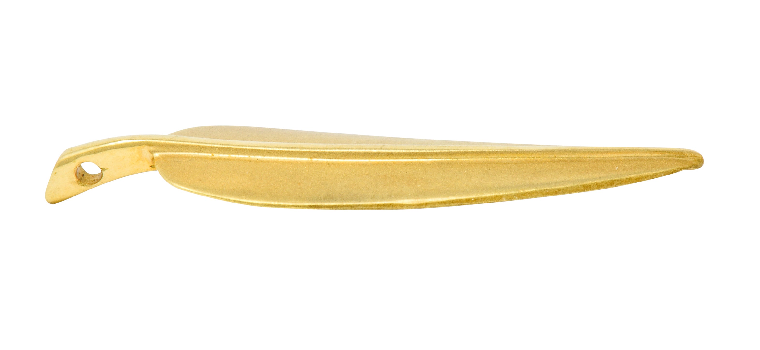 Angela Cummings Tiffany & Co. 18 Karat Matte Gold Feather Pendant Charm - Wilson's Estate Jewelry