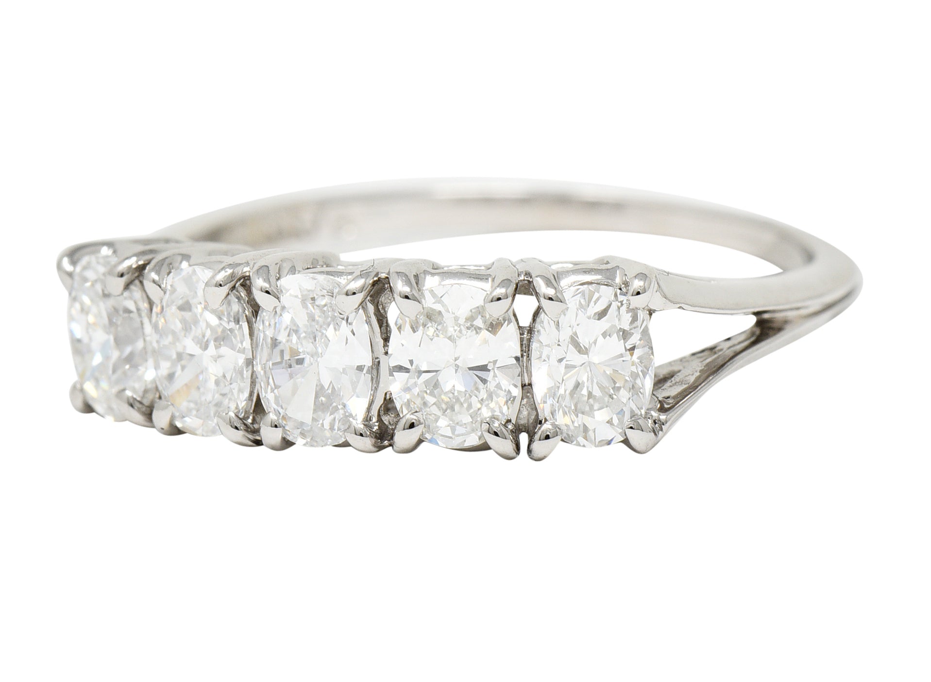 Vintage 1.50 CTW Oval Diamond 14 Karat White Gold Band Ring Wilson's Estate Jewelry