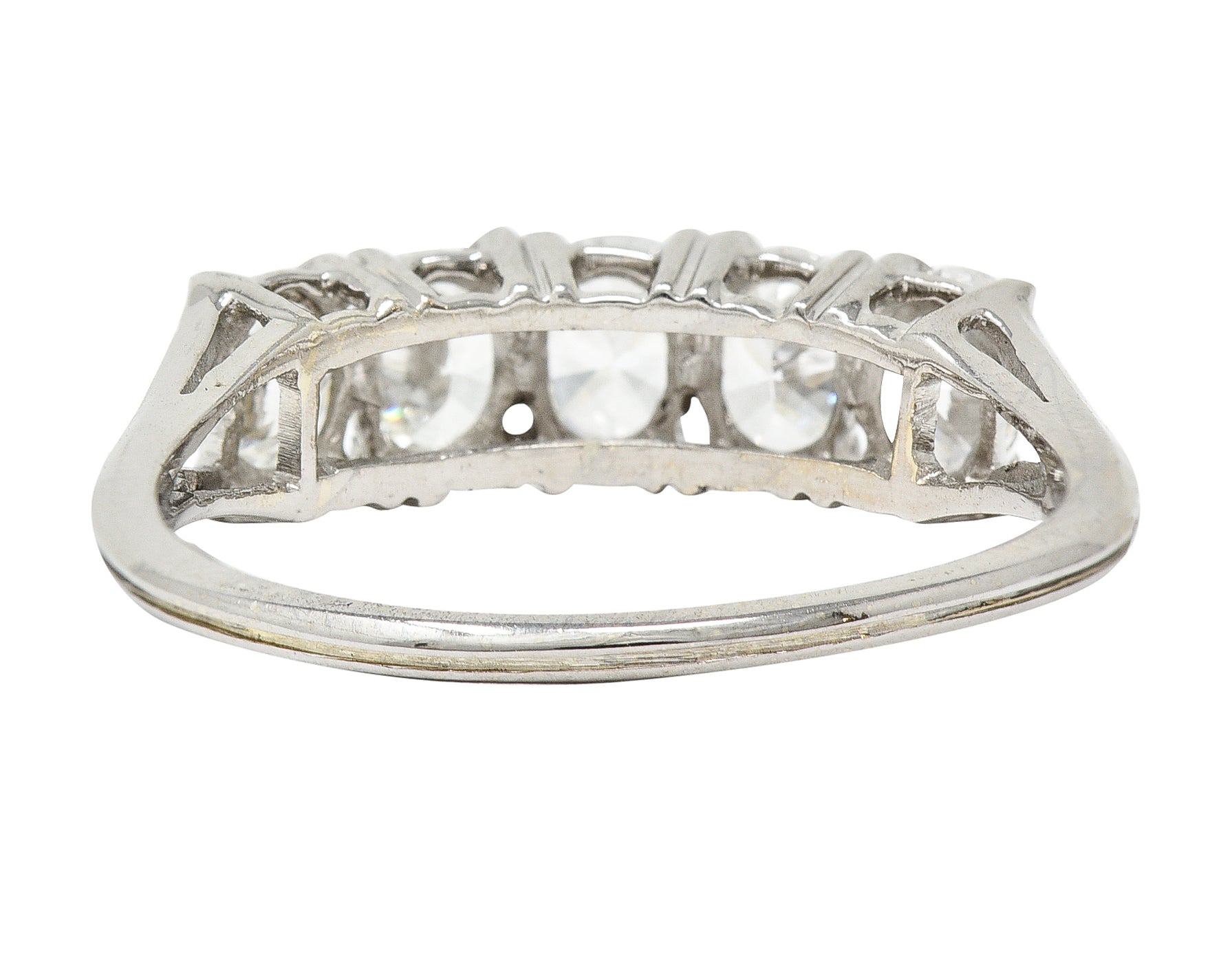 Vintage 1.50 CTW Oval Diamond 14 Karat White Gold Band Ring Wilson's Estate Jewelry