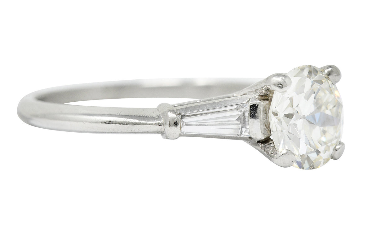 1950's Mid-Century 1.42 CTW Diamond Platinum Three Stone Engagement Ring GIARing - Wilson's Estate Jewelry