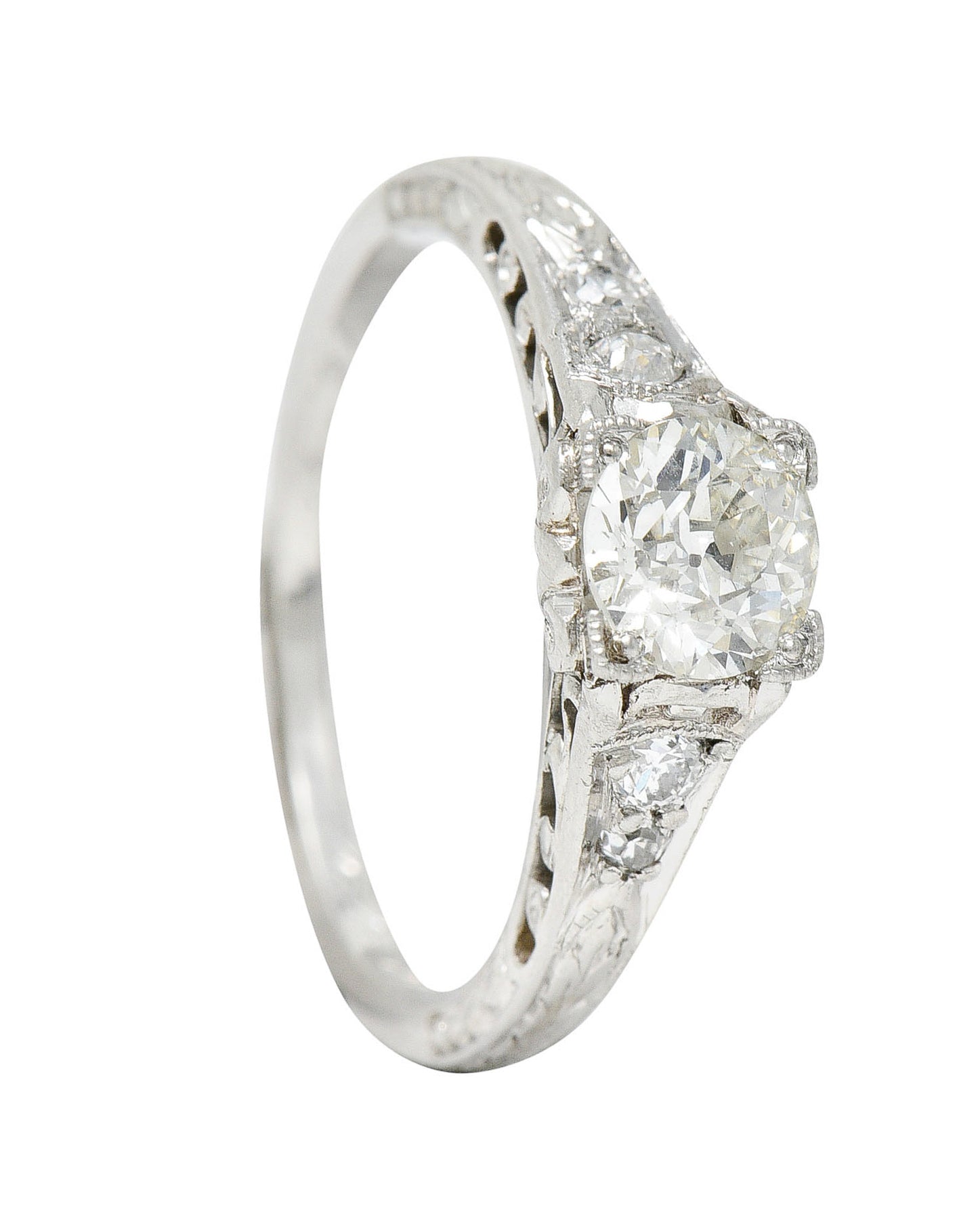 Art Deco 0.67 CTW Diamond Platinum Filigree Engagement RingRing - Wilson's Estate Jewelry