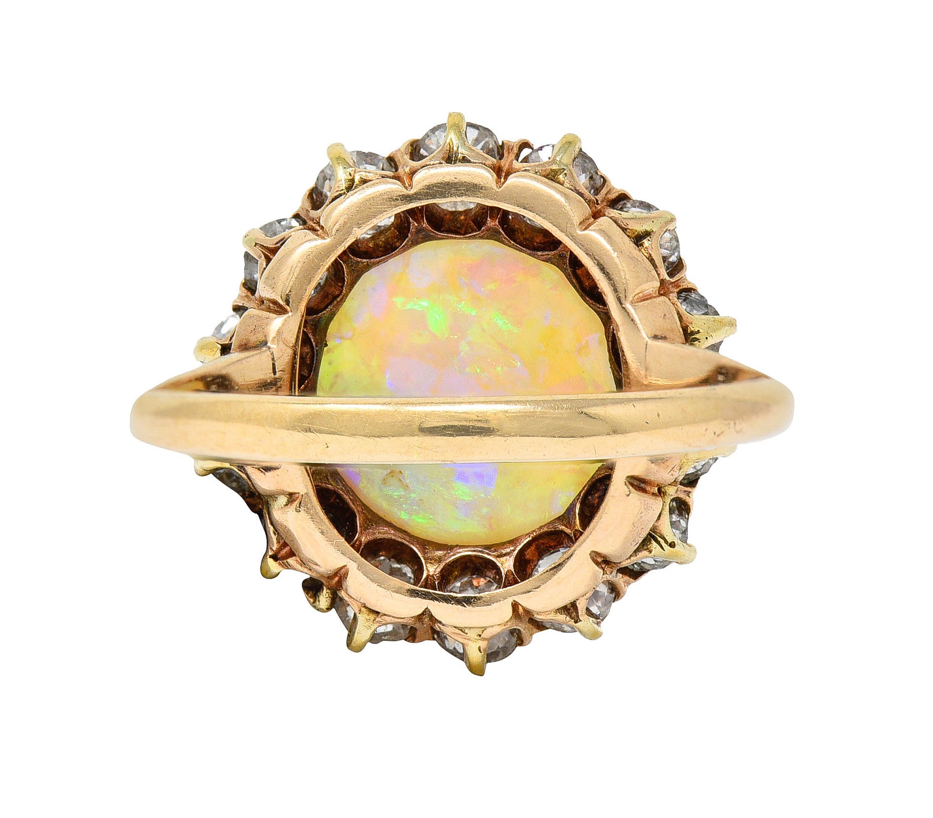 Victorian Opal Diamond 14 Karat Gold Cabochon Cluster RingRing - Wilson's Estate Jewelry