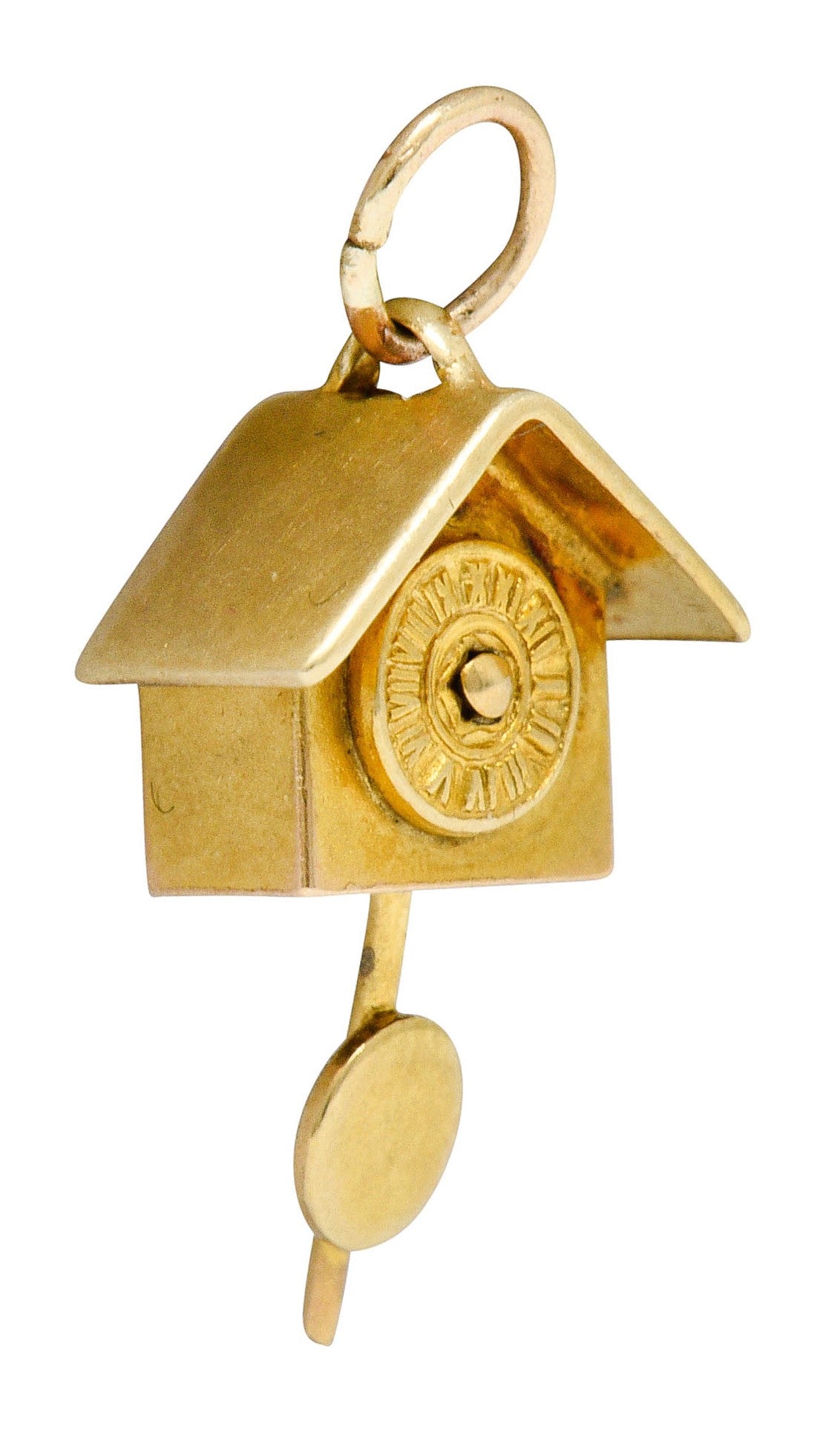 Carl-Art Retro 14 Karat Gold Cuckoo Clock Charmcharm - Wilson's Estate Jewelry