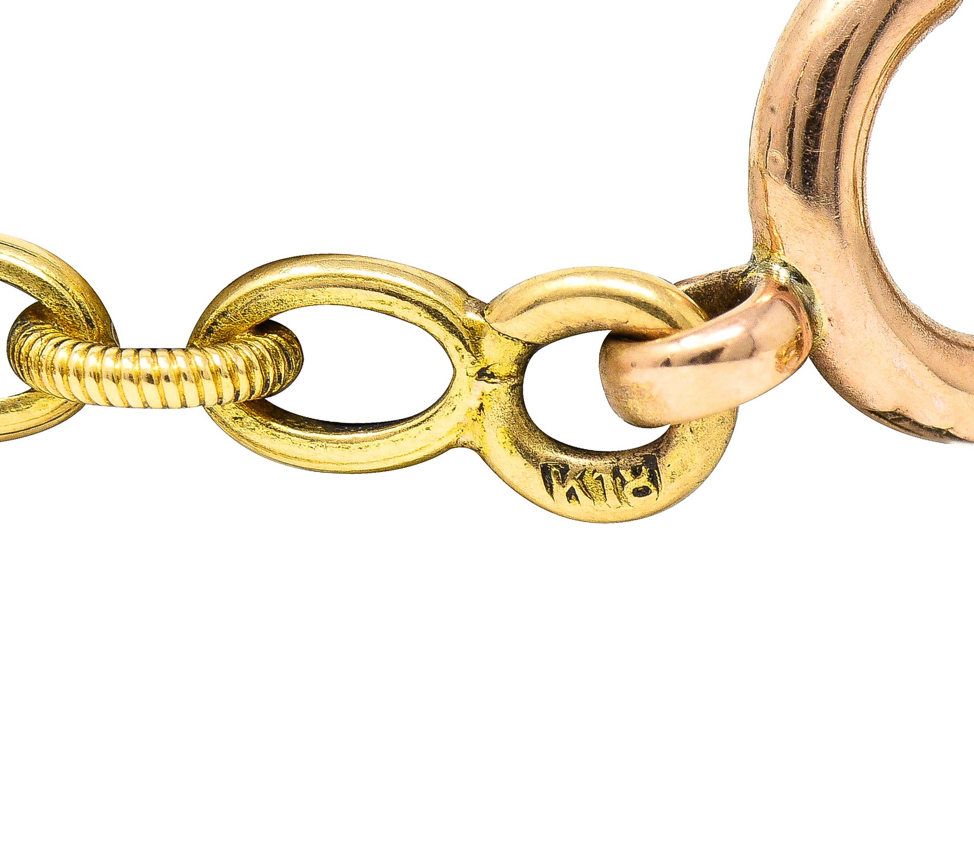 1800's Victorian 18 Karat Yellow Gold 35 1/2 Inch Long Quatrefoil Antique Chain Necklace Wilson's Estate Jewelry