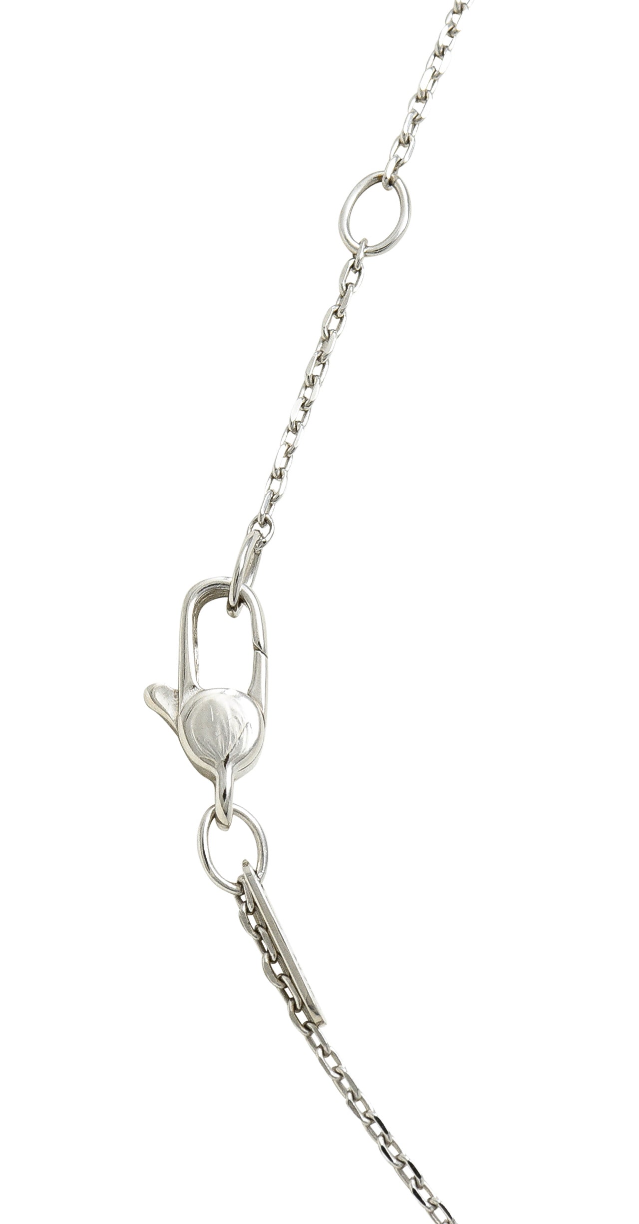 Gucci 2000 Diamond 18 Karat White Gold Double GG Twirl Brit Vintage Pendant Necklace Wilson's Estate Jewelry