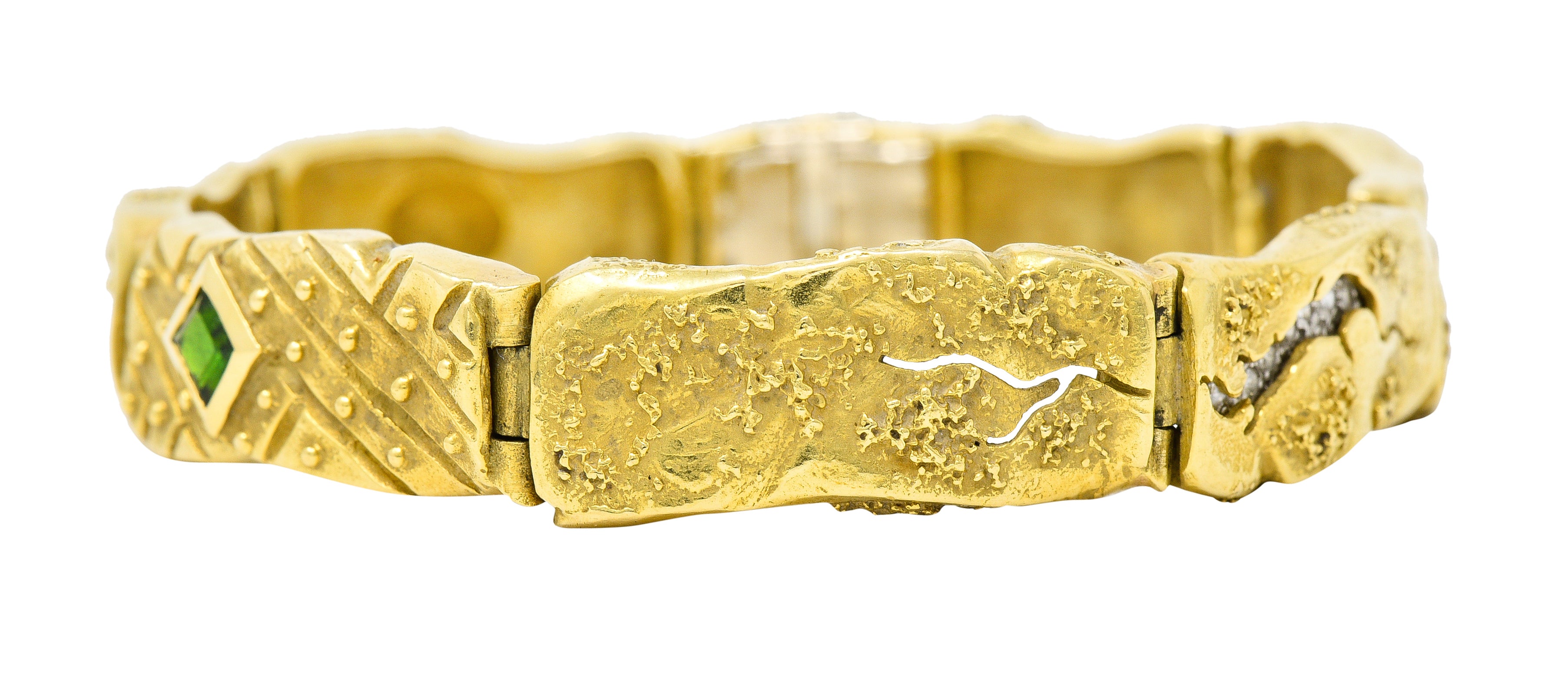 .11111 SeidenGang Peridot Diamond 18 Karat Gold Platinum Odyssey Braceletbracelet - Wilson's Estate Jewelry